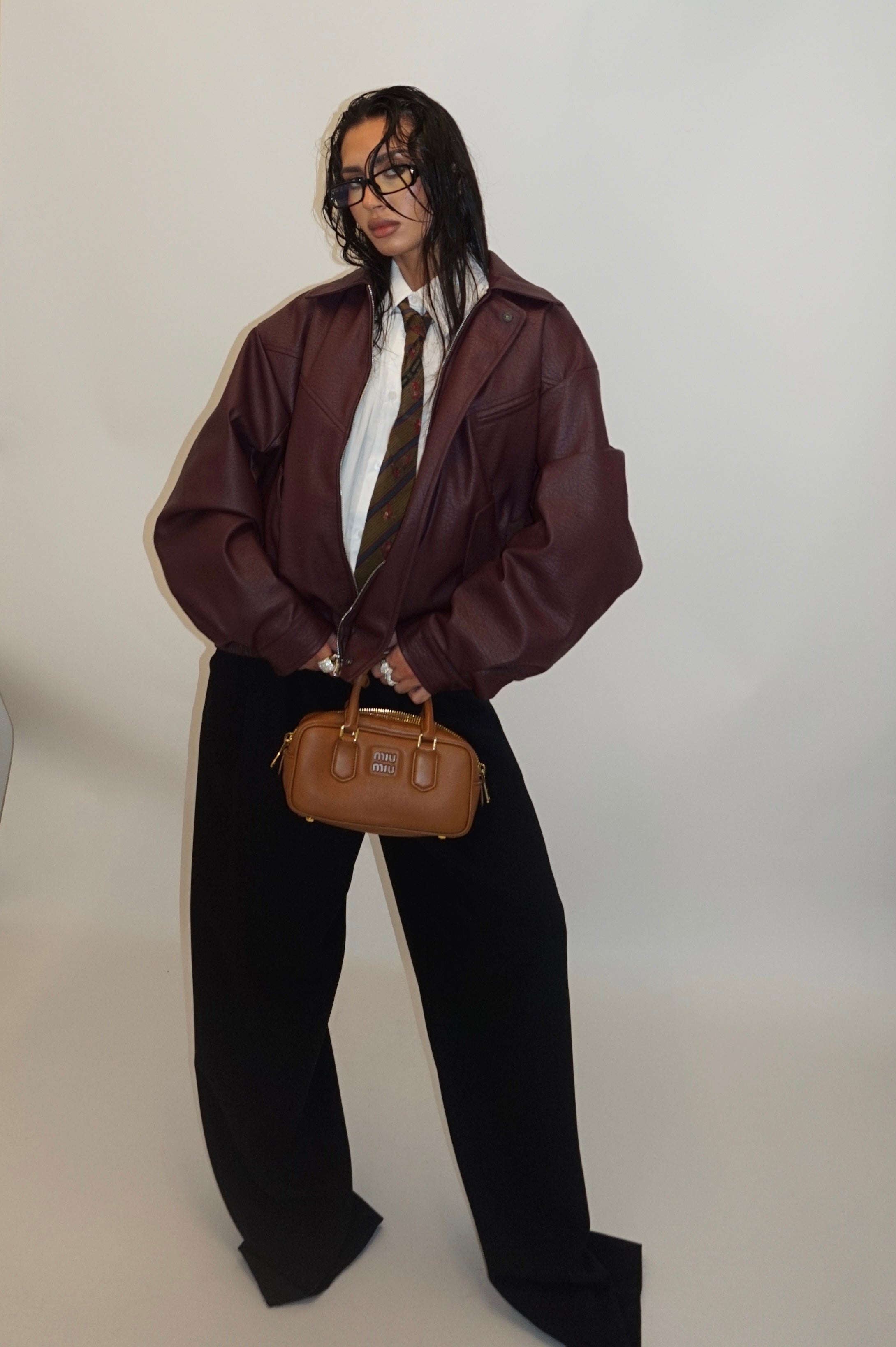 Bomber leather burgundy