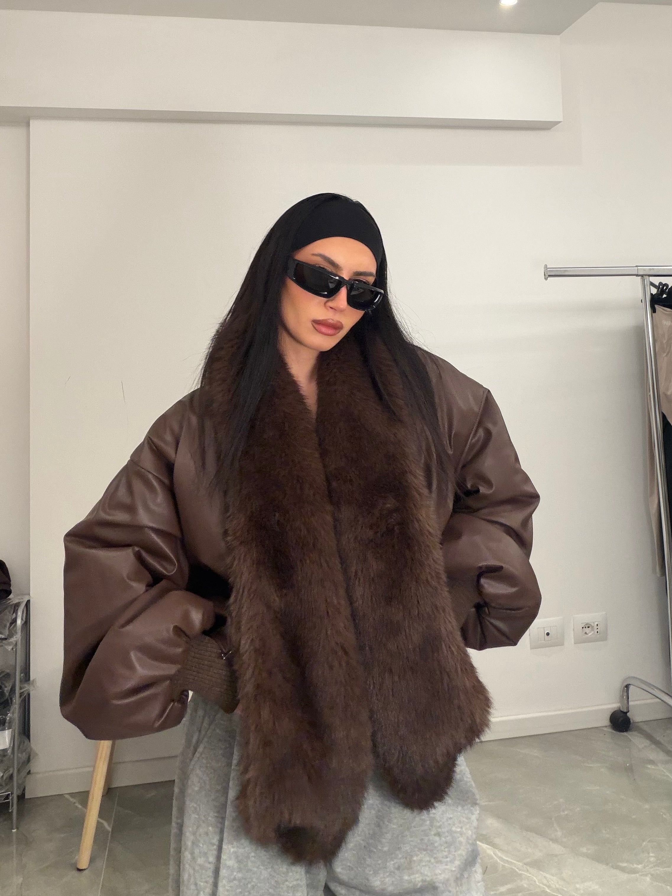 Bomber leather brown