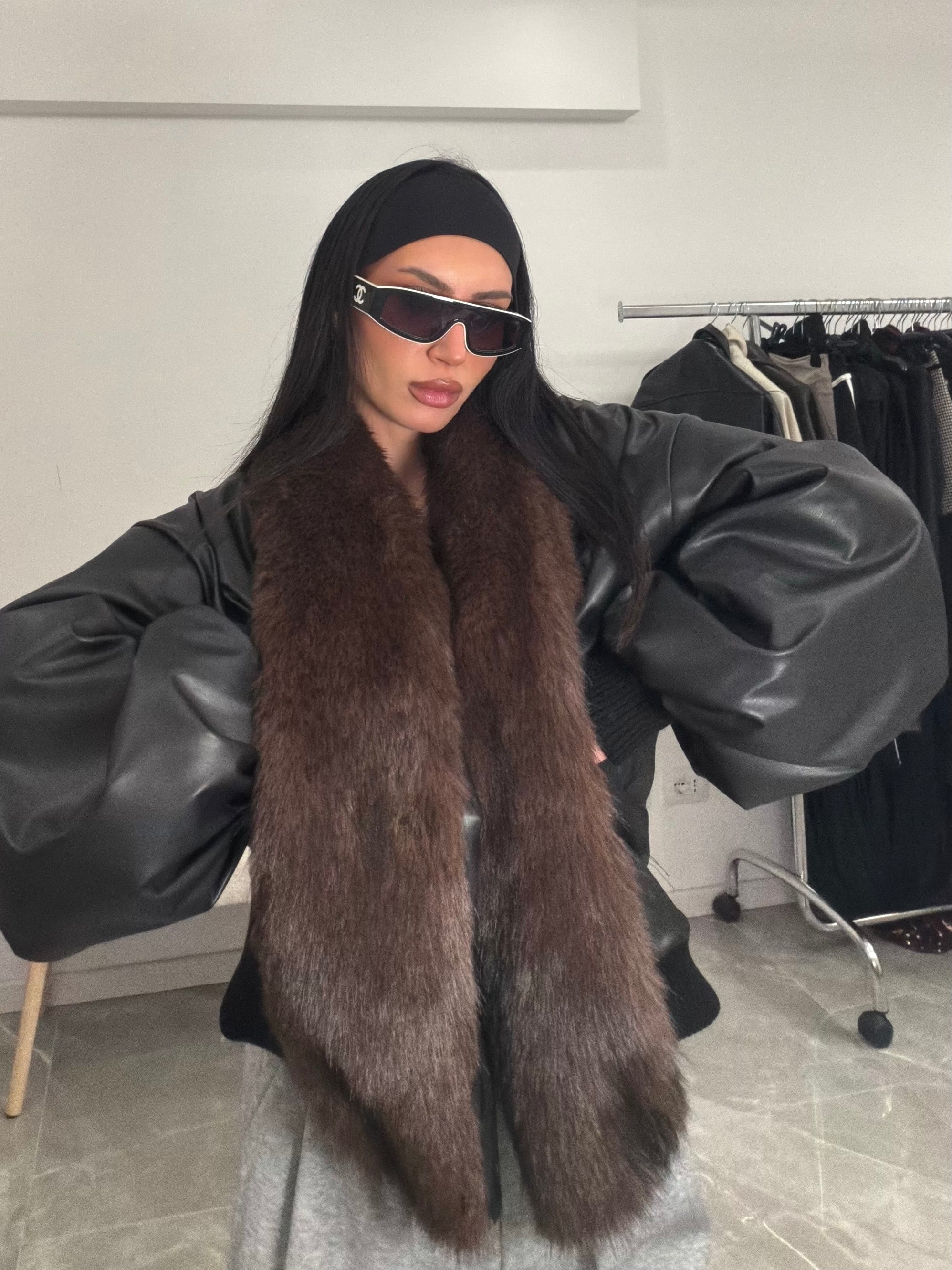 Bomber leather black