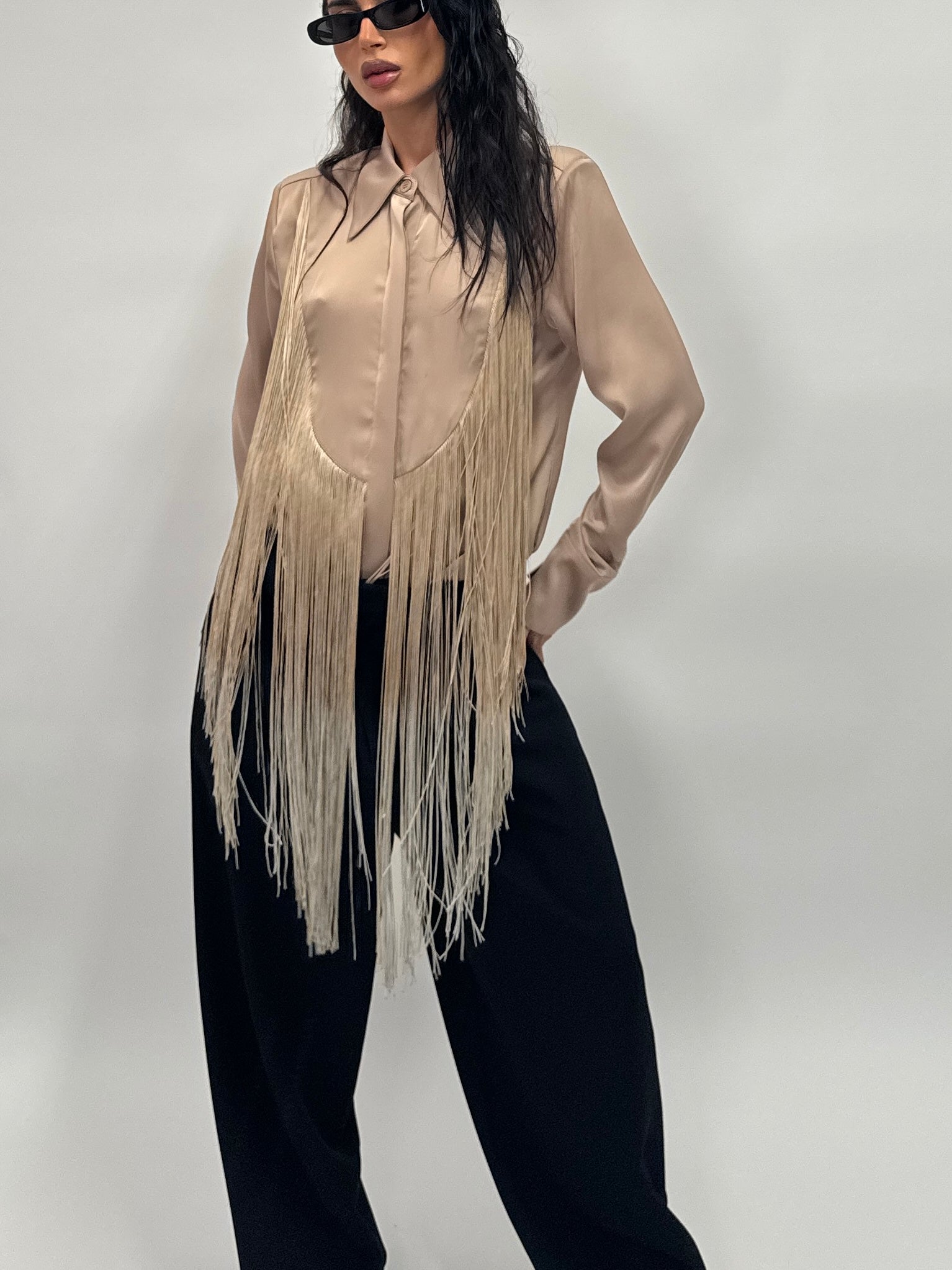 Camicia frange cream