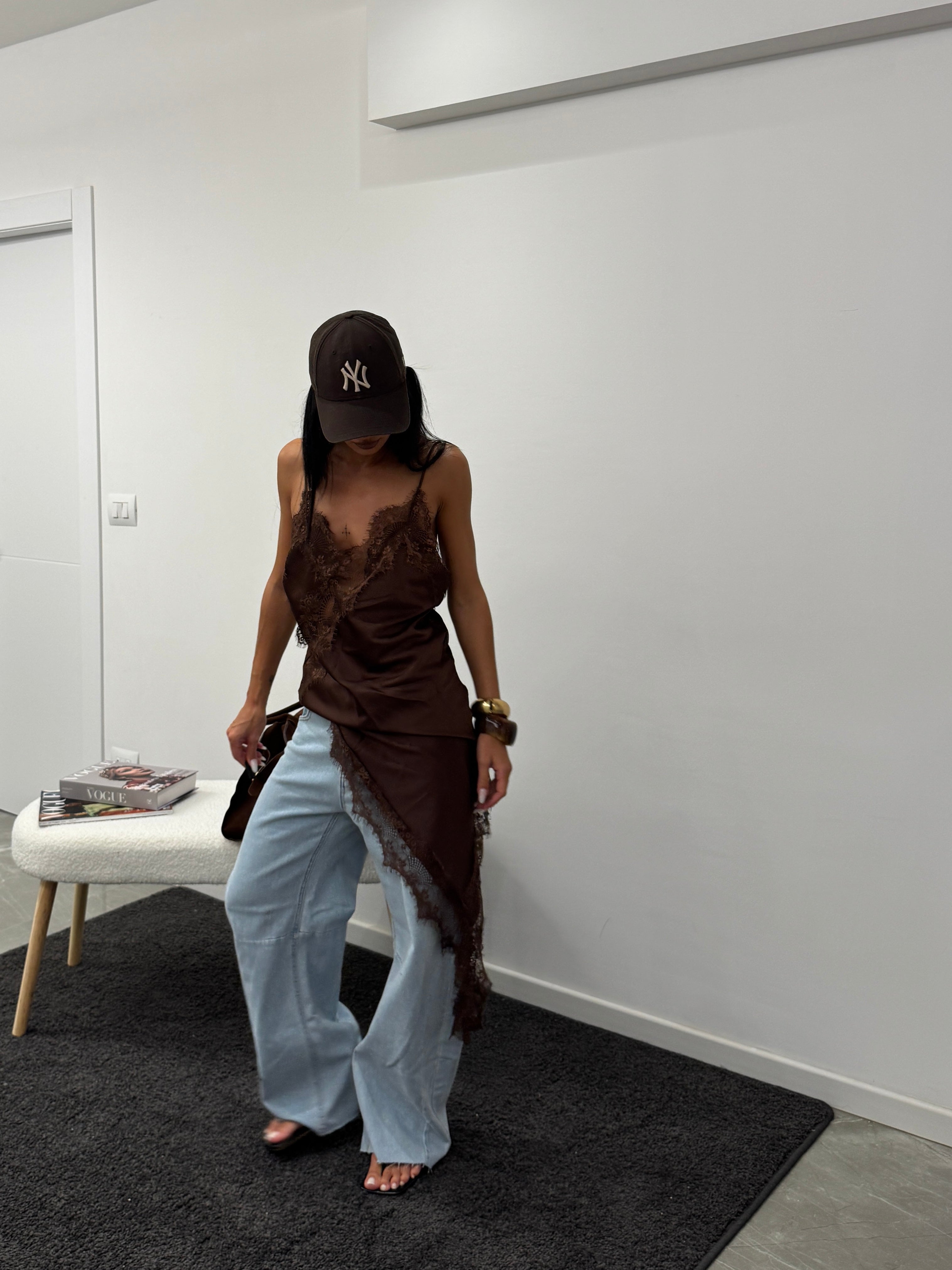 Dress shirt satin brown