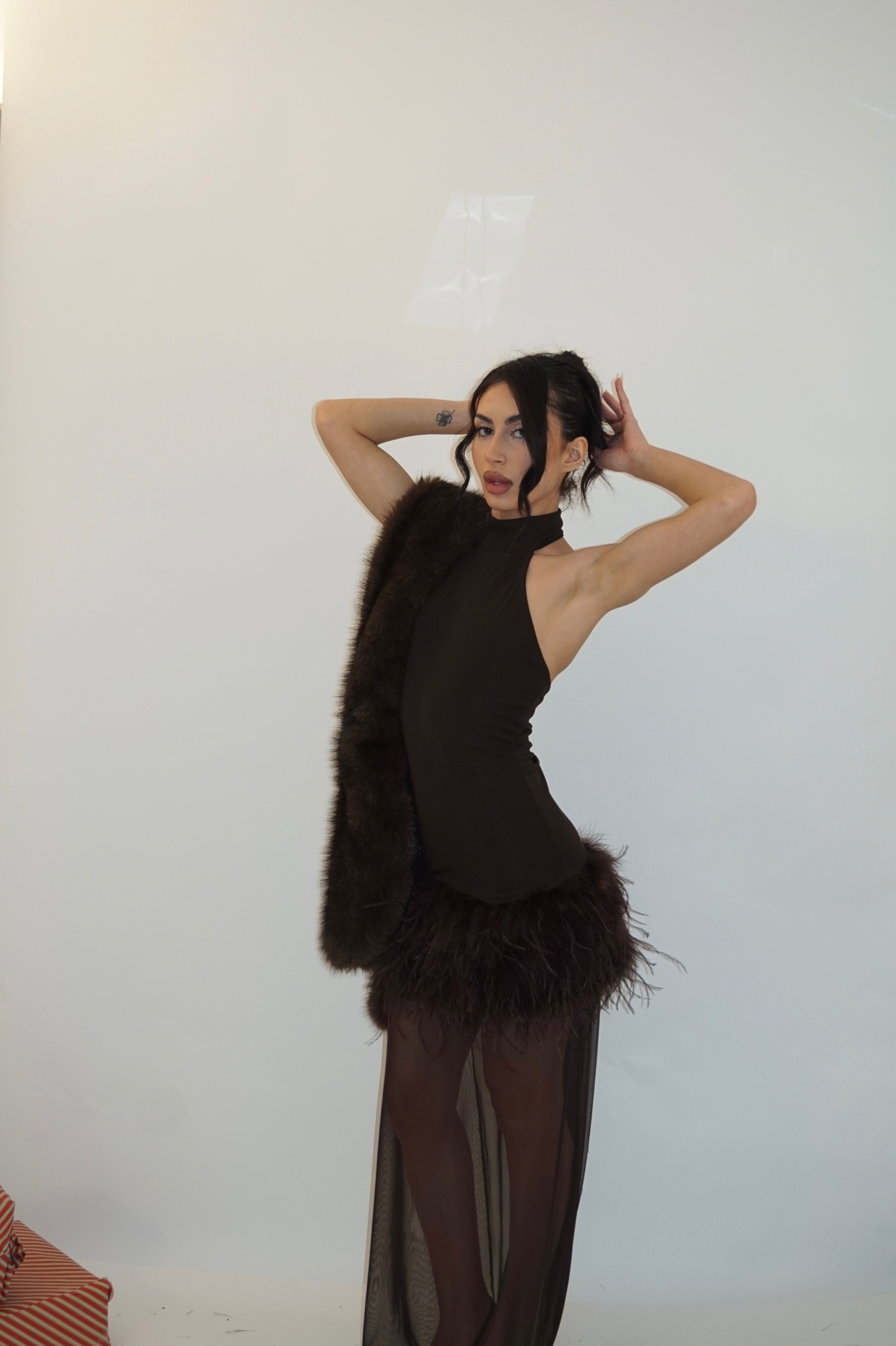 Dress plume skirt chocolate