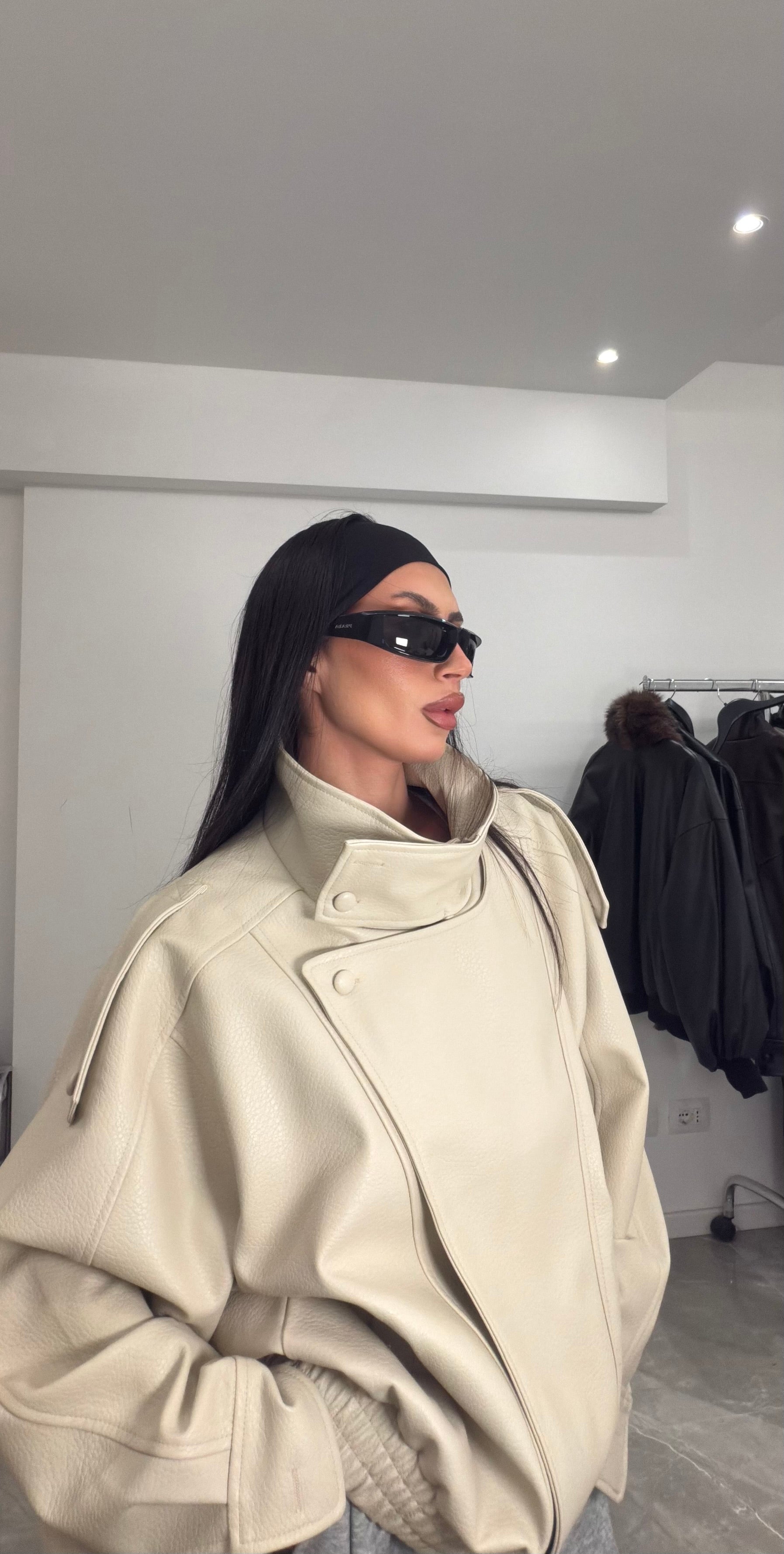 Jacket leather cream