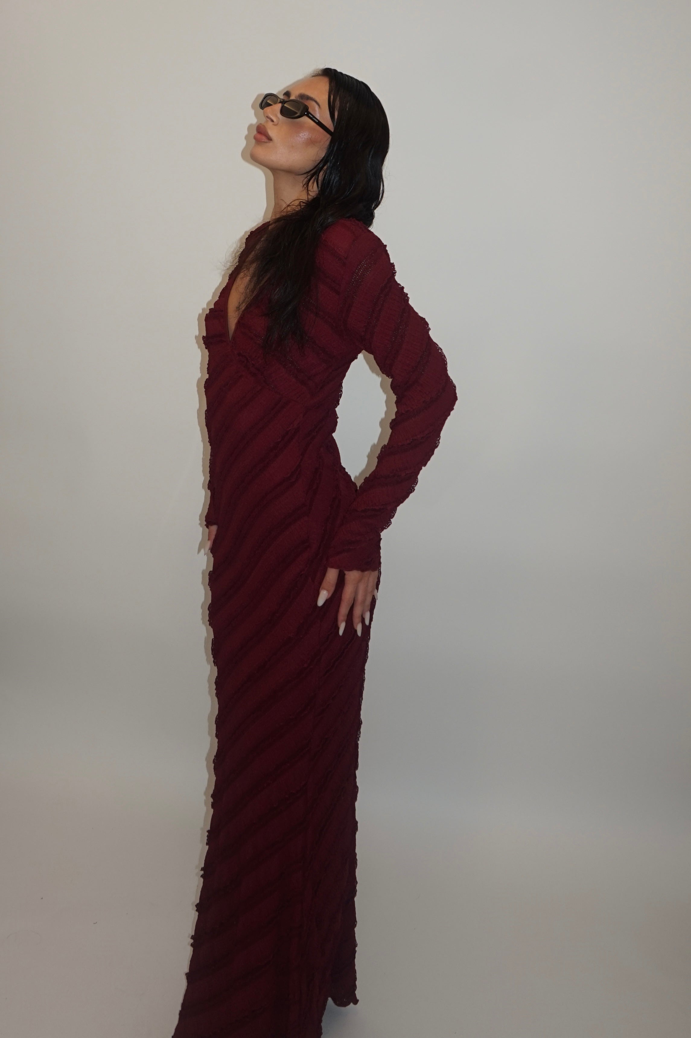 Dress curly burgundy