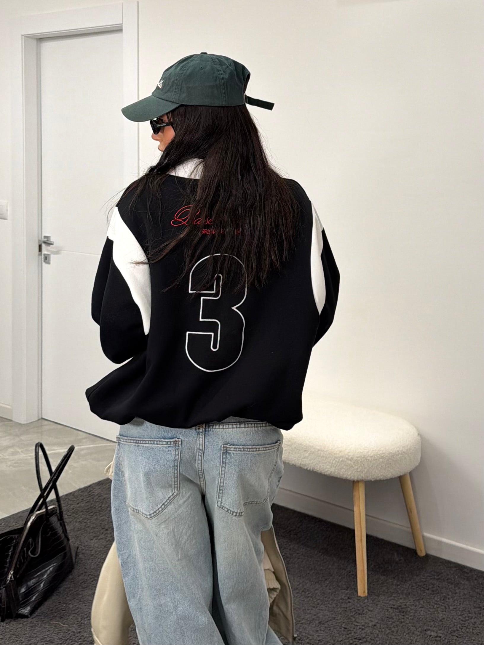 Cropped Rugby Sweatshirt black