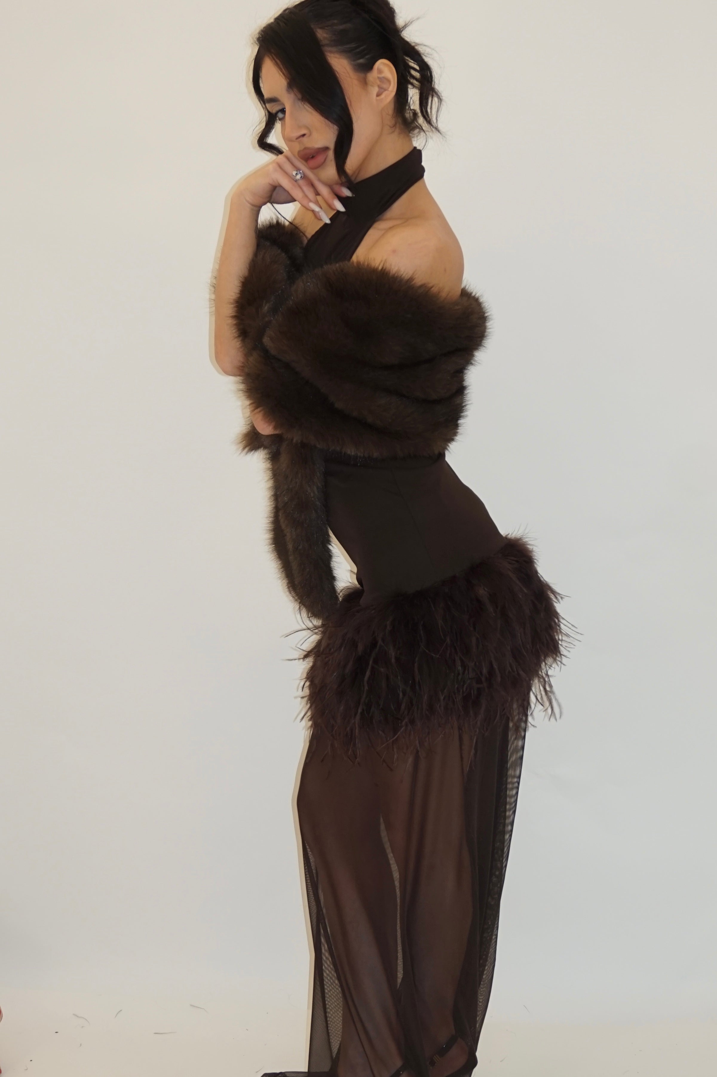 Dress plume skirt chocolate