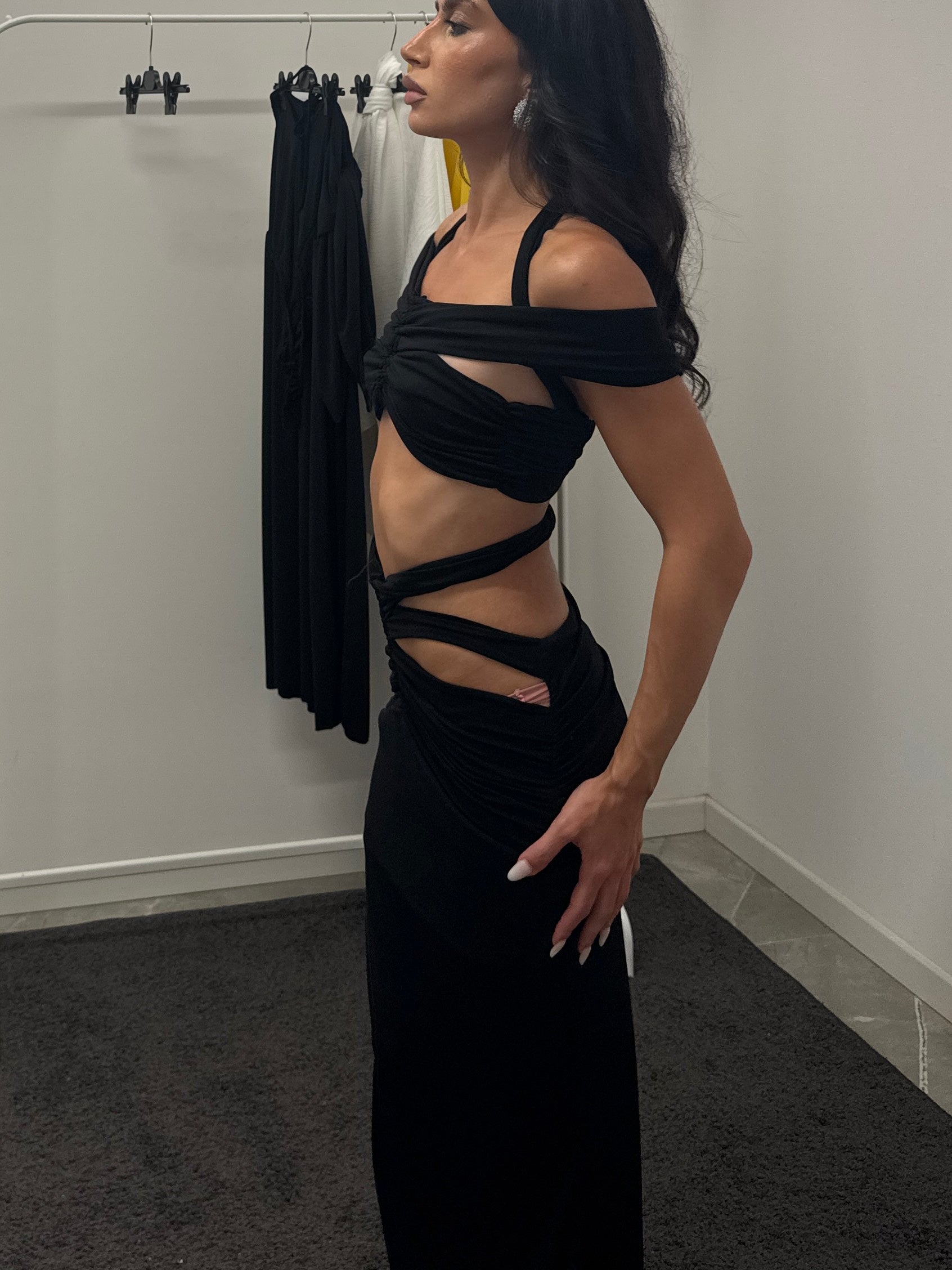 Coordset lace up black