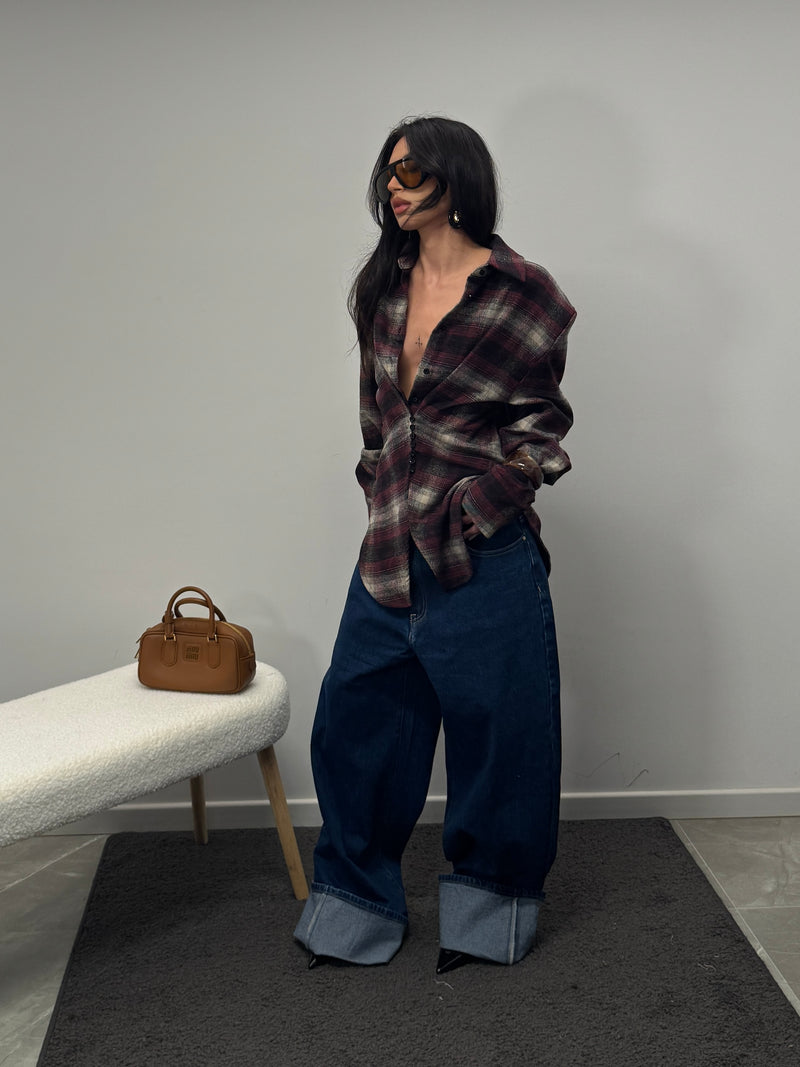 Jeans denim maxi double button