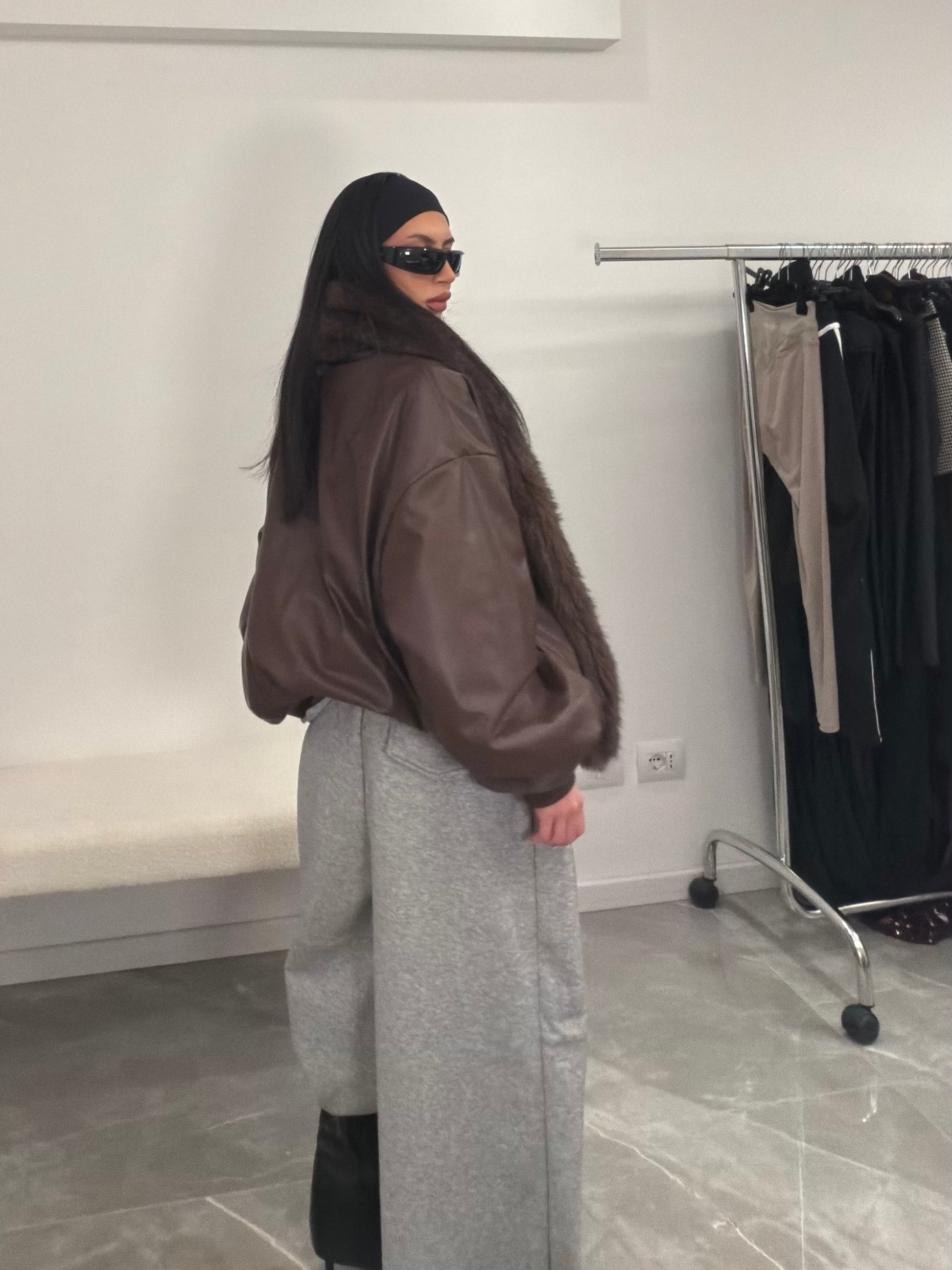 Bomber leather brown