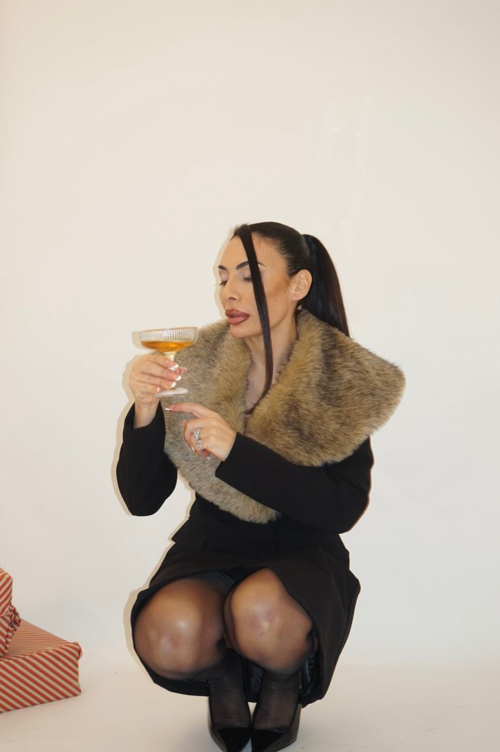 Fur-collar short coat