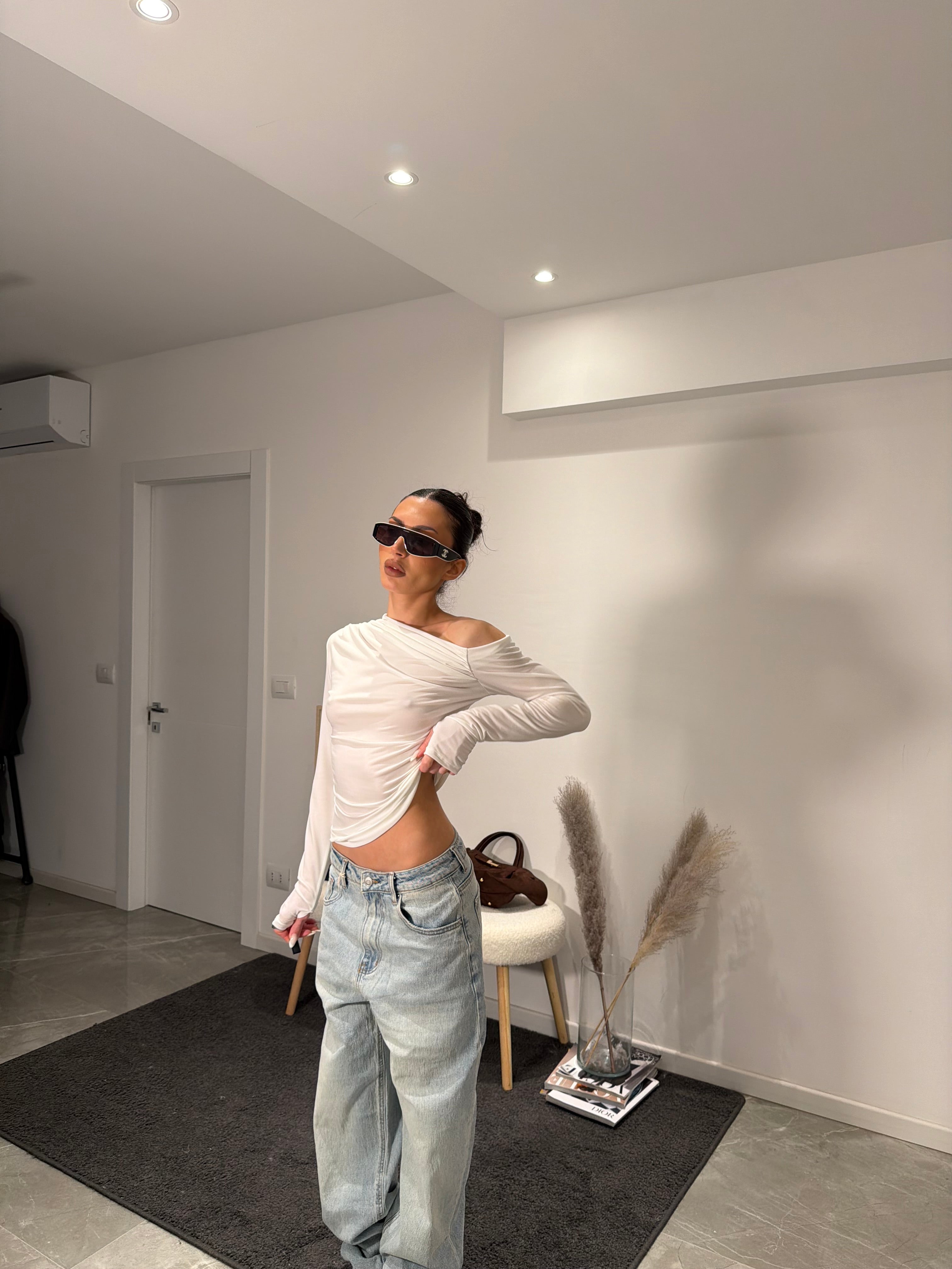 T-shirt asymmetric white