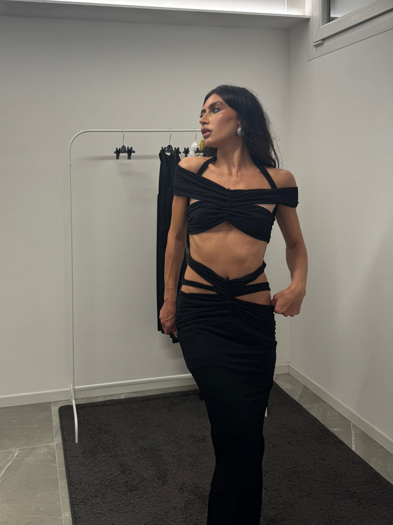 Coordset lace up black