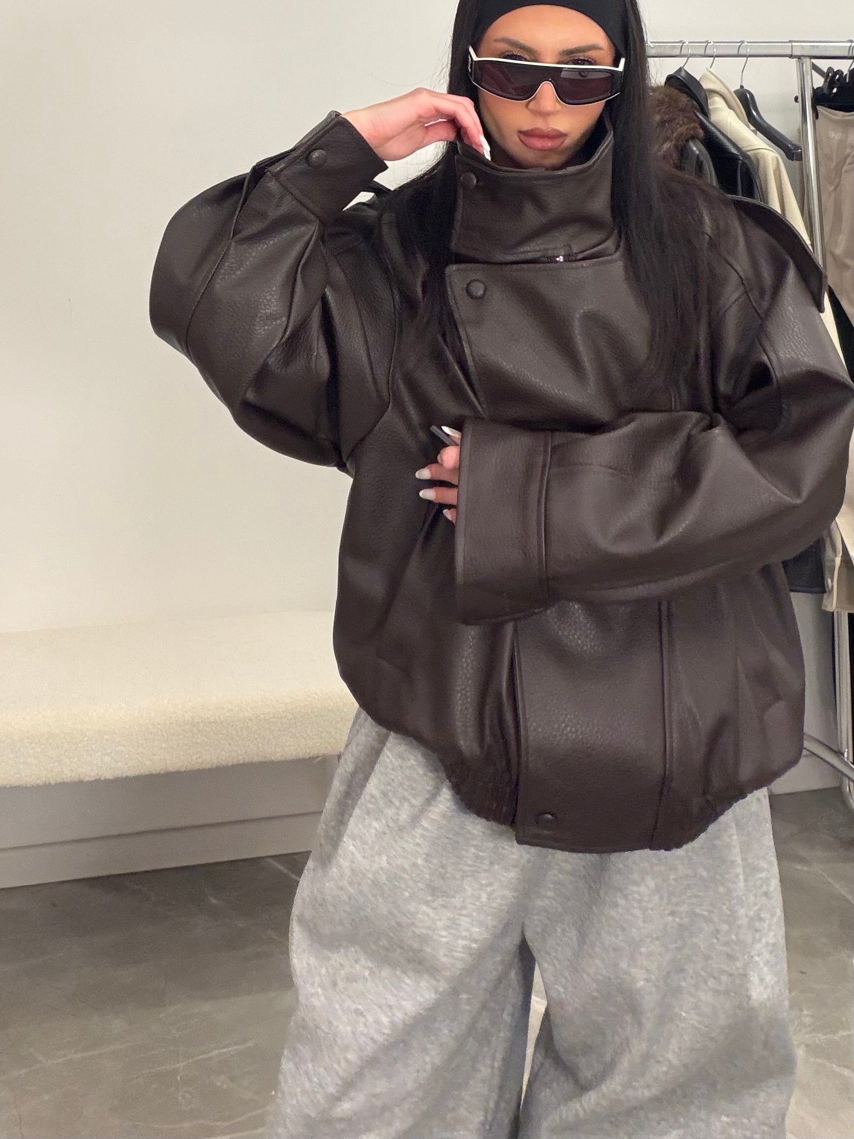 Jacket leather brown