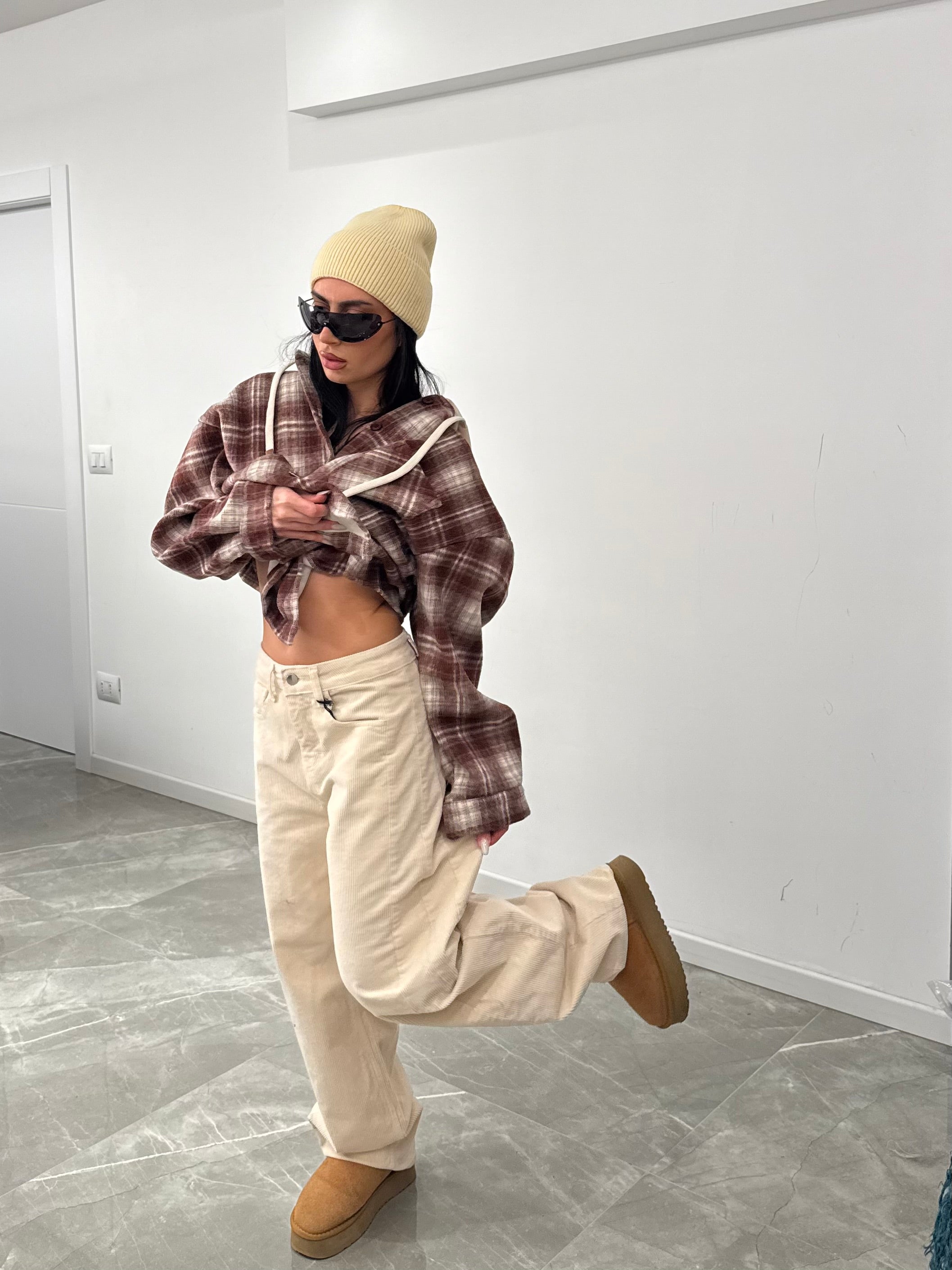 Baggy cream in velluto