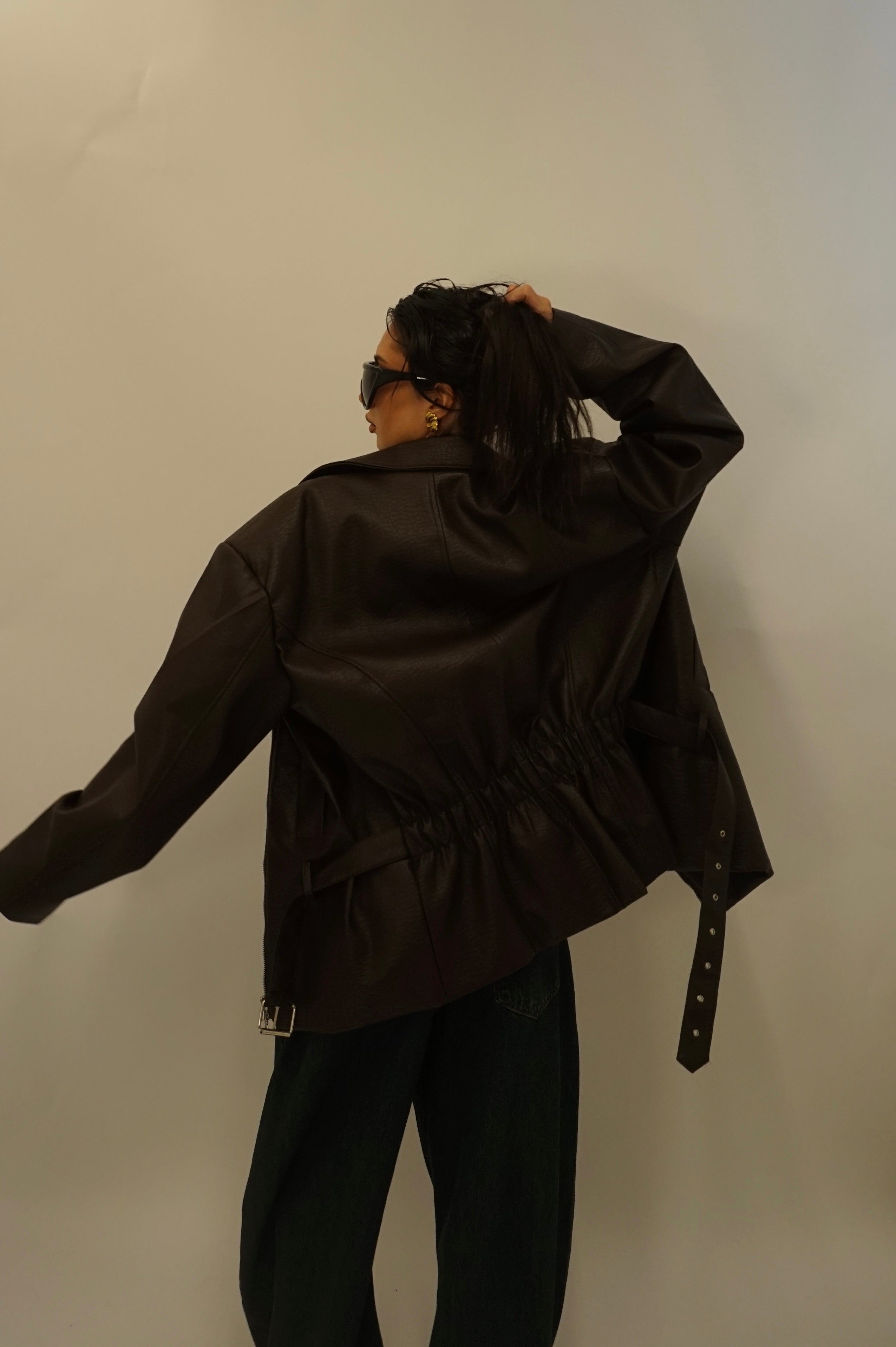 Biker oversize dark brown