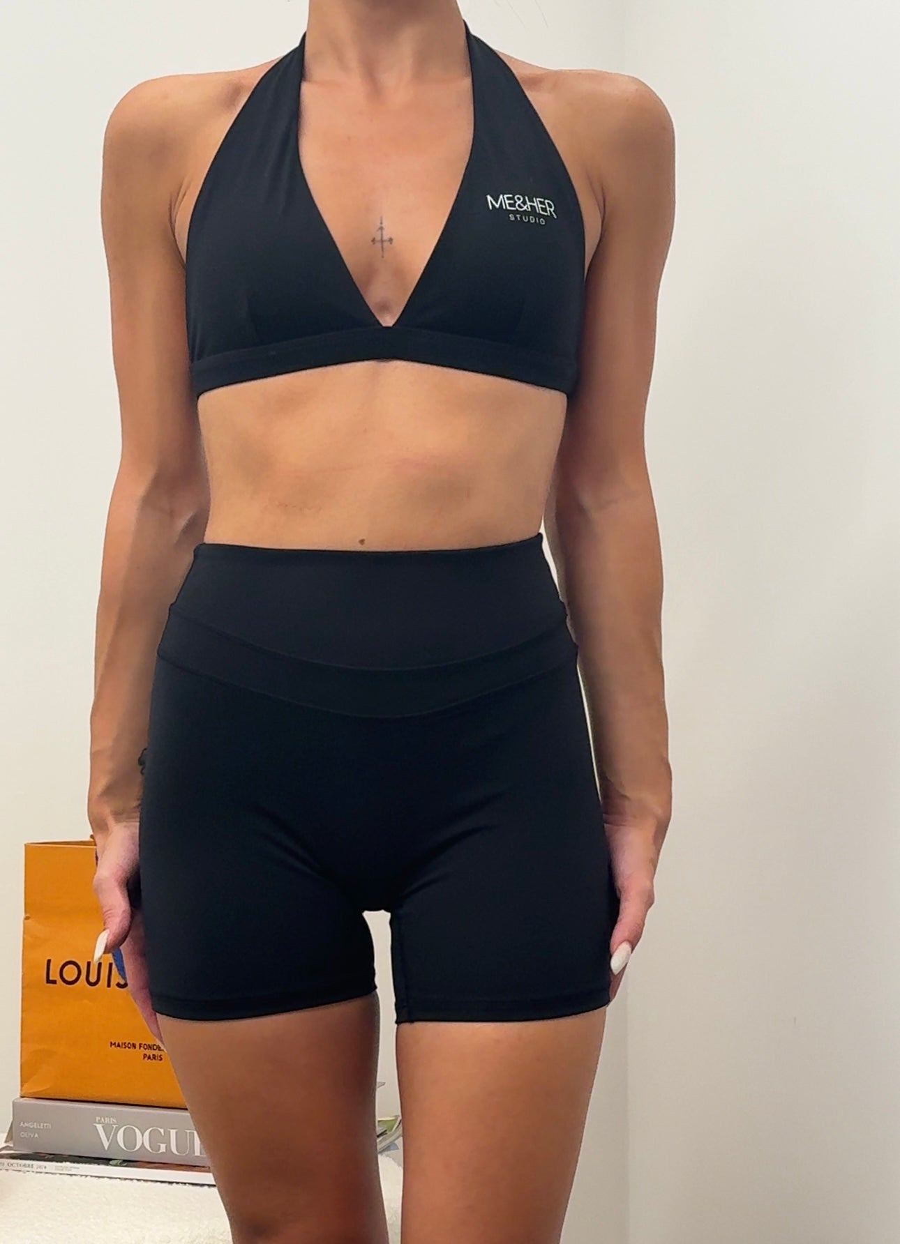 Bra top v-neck black