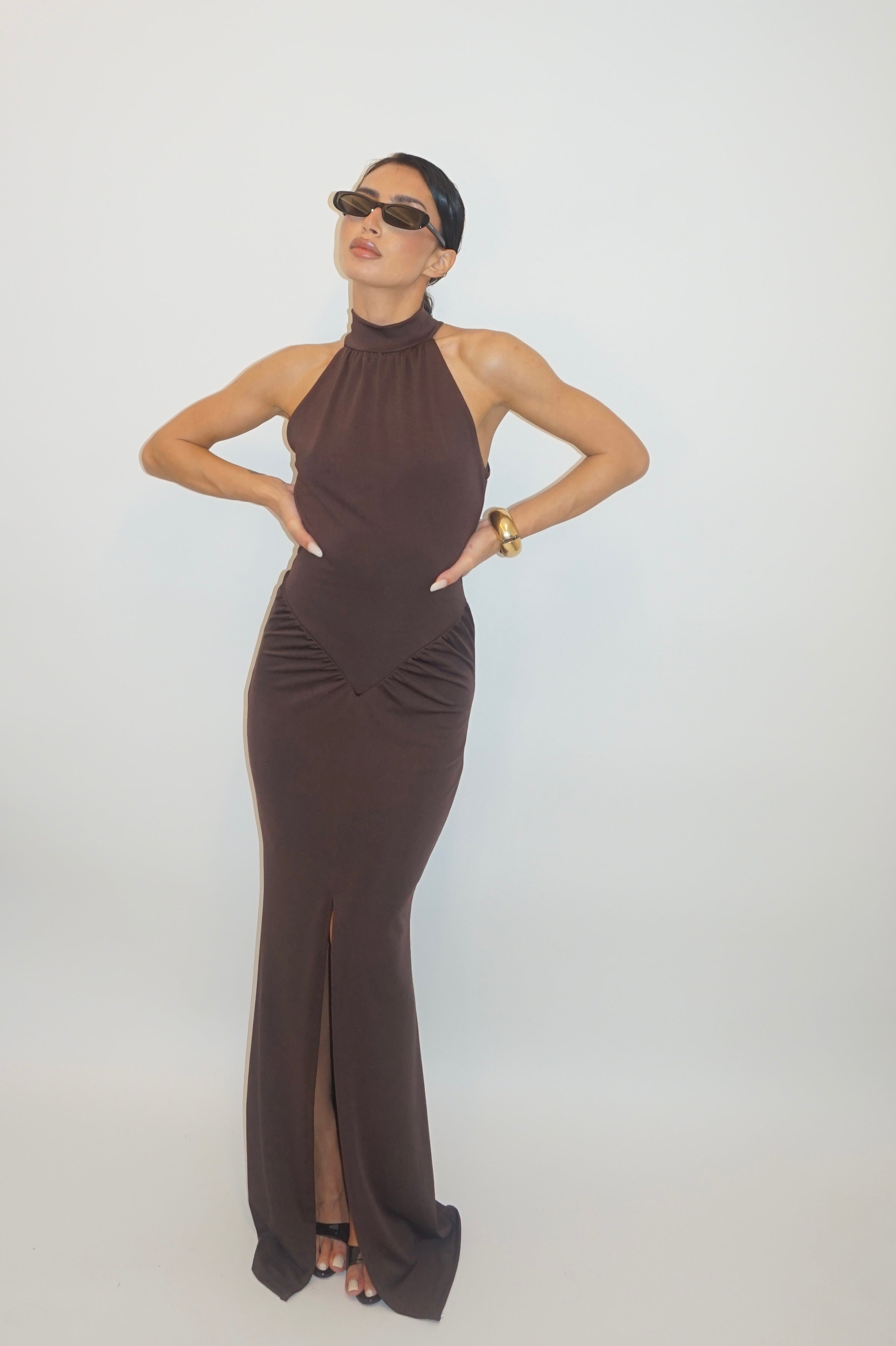 Chocolate dress high neck
