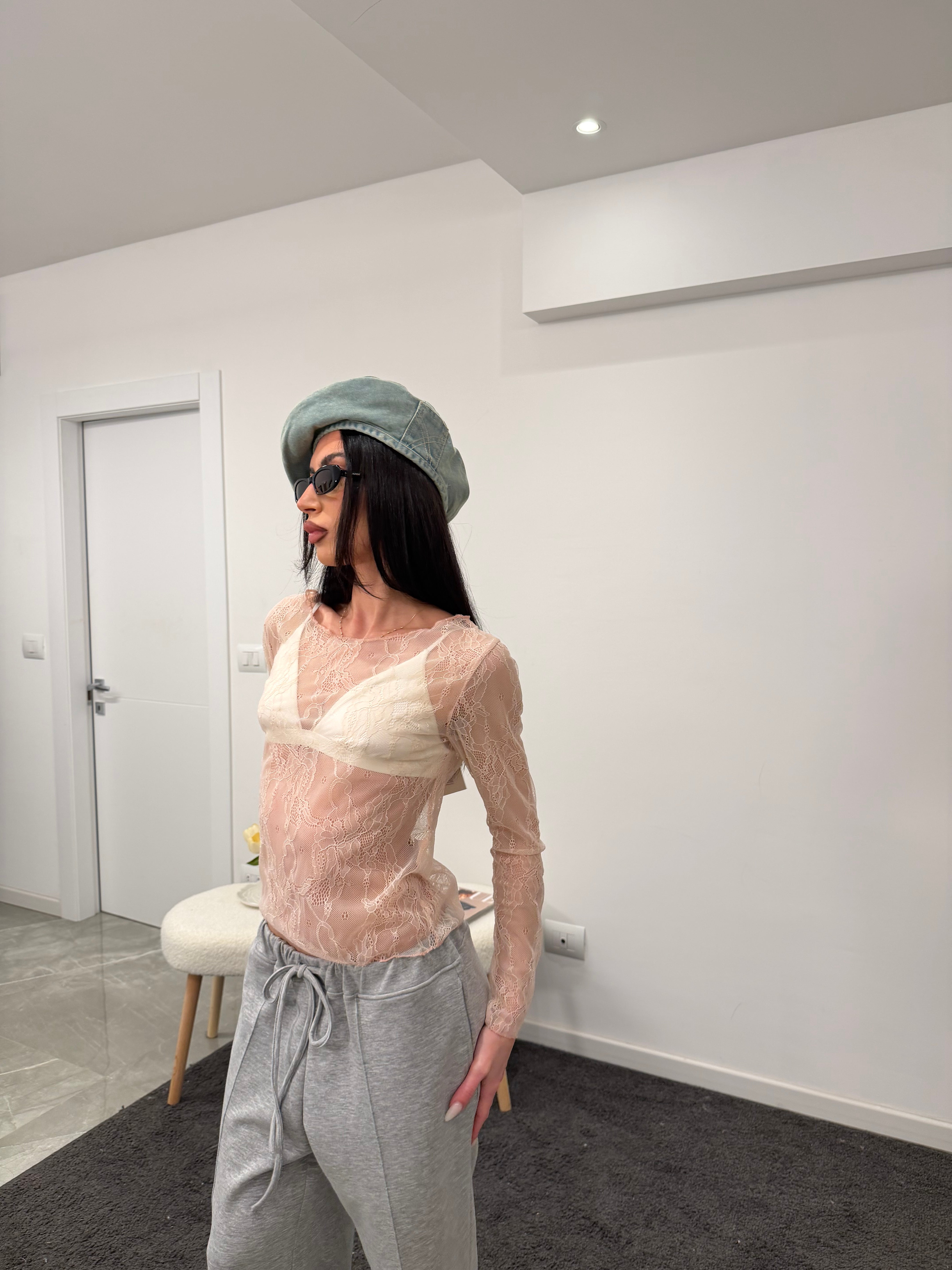 t-shirt in pizzo rose