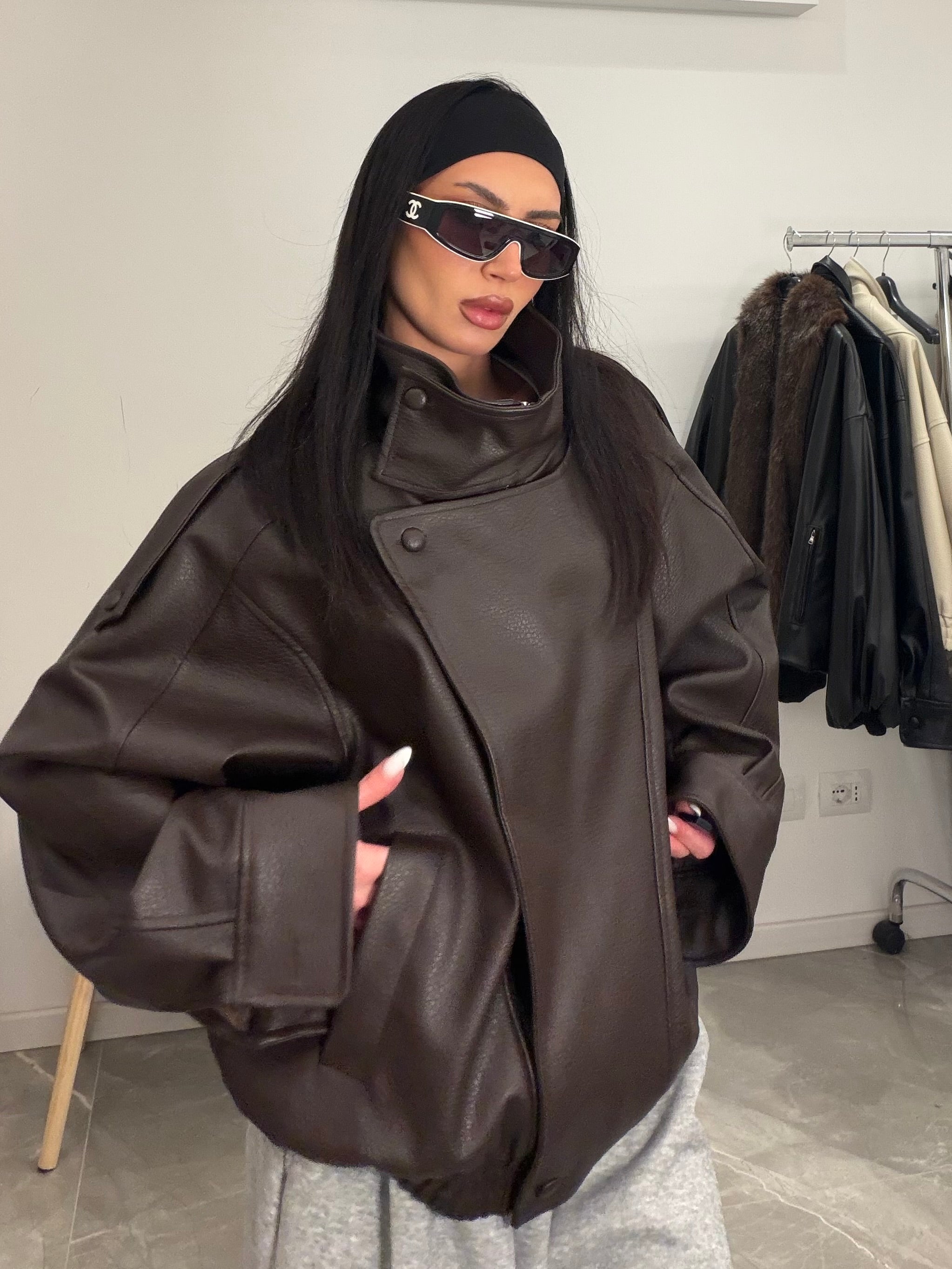 Jacket leather brown