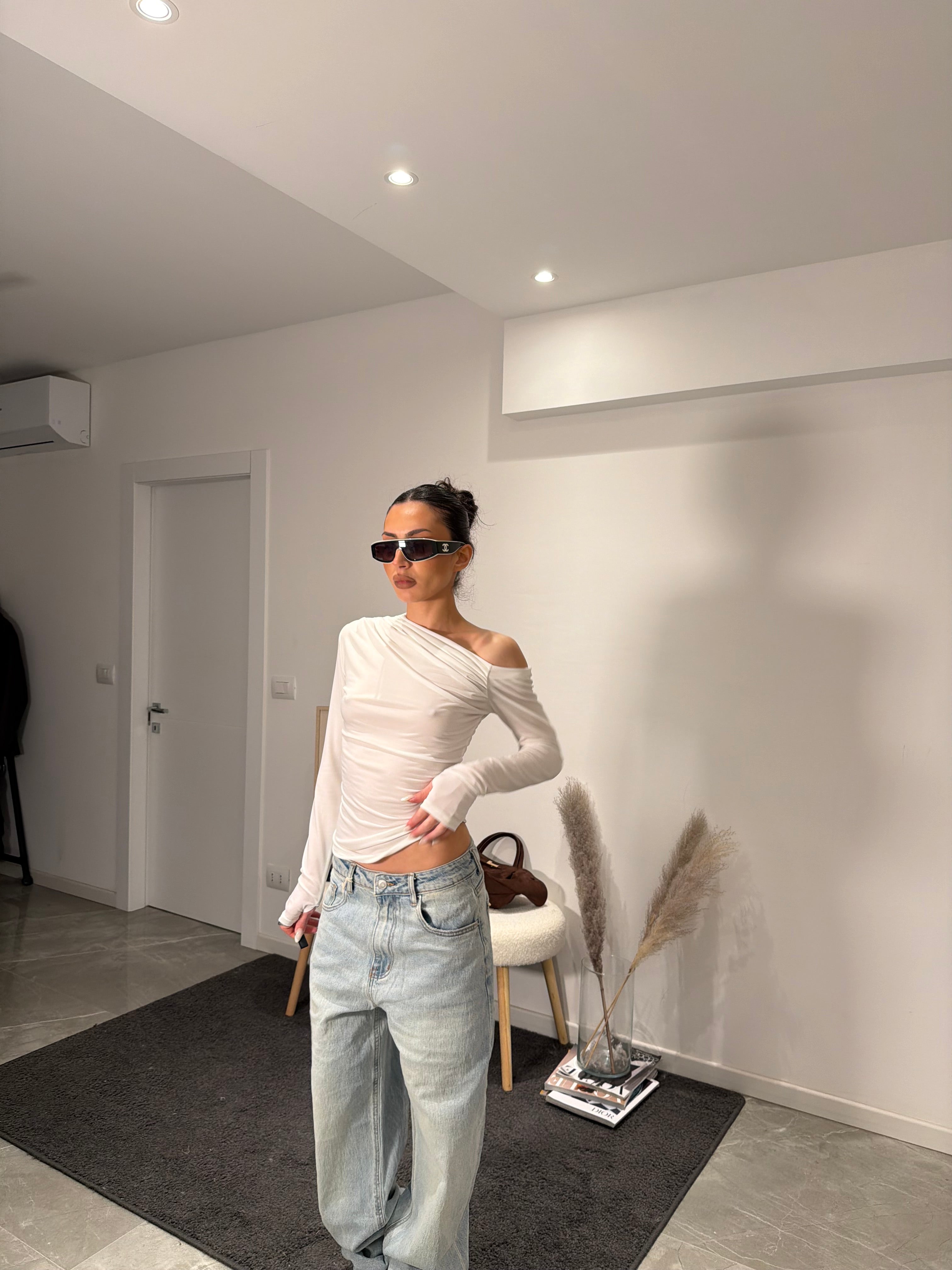 T-shirt asymmetric white