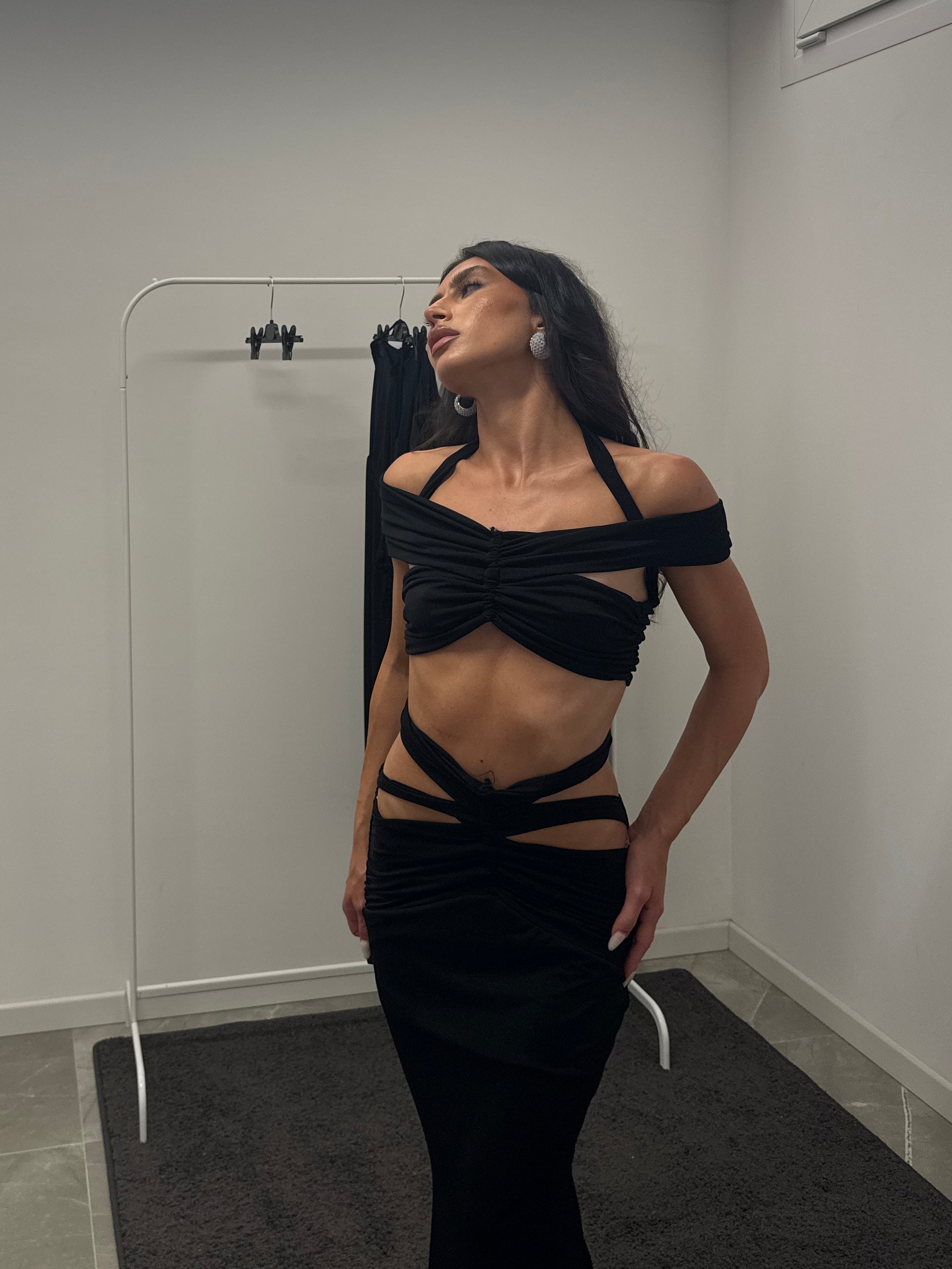 Coordset lace up black