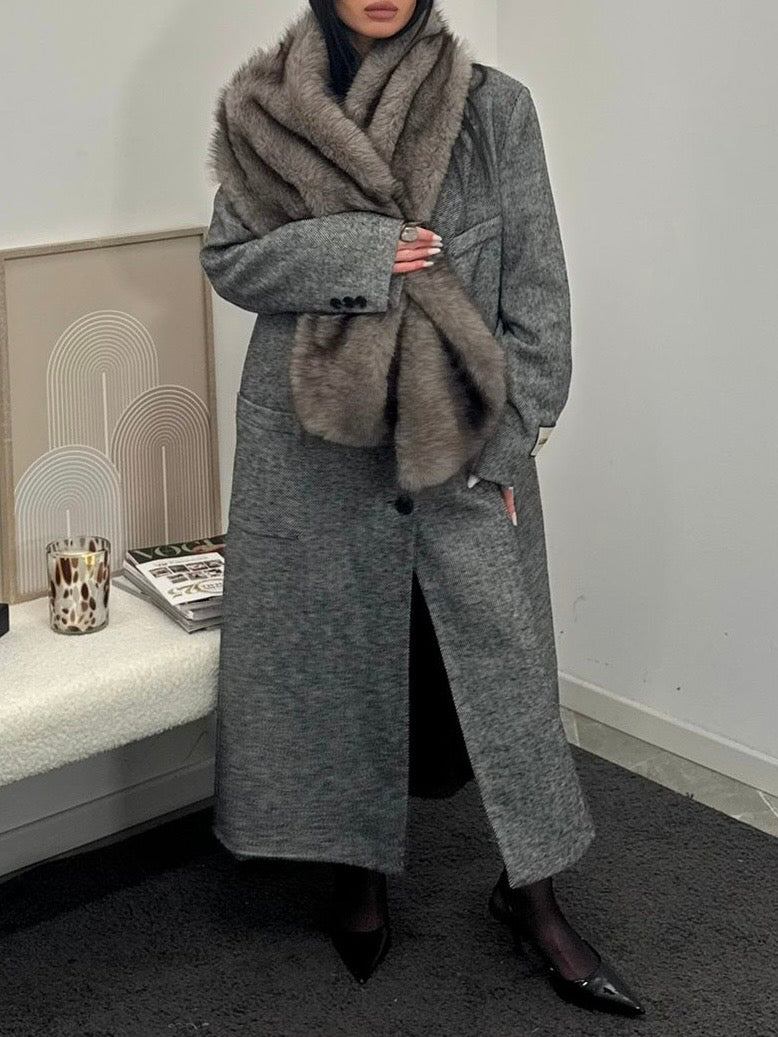 Maxi Scarf fur grey