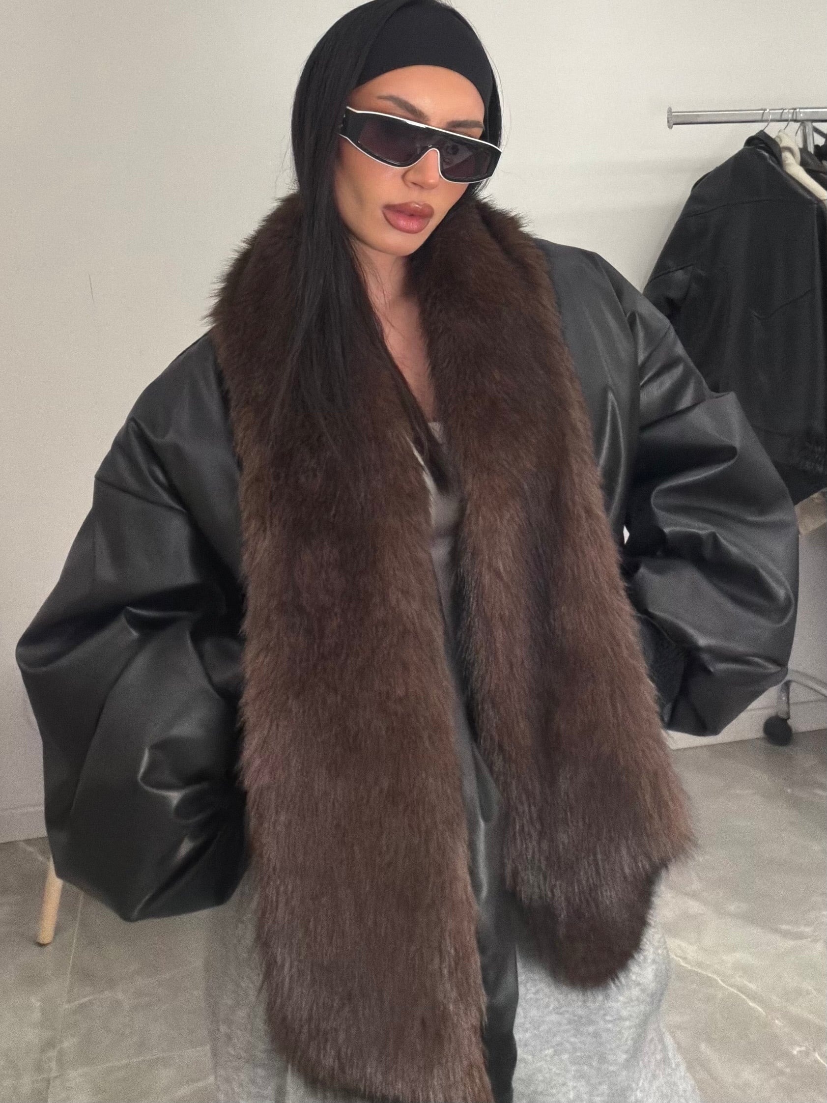 Bomber leather black