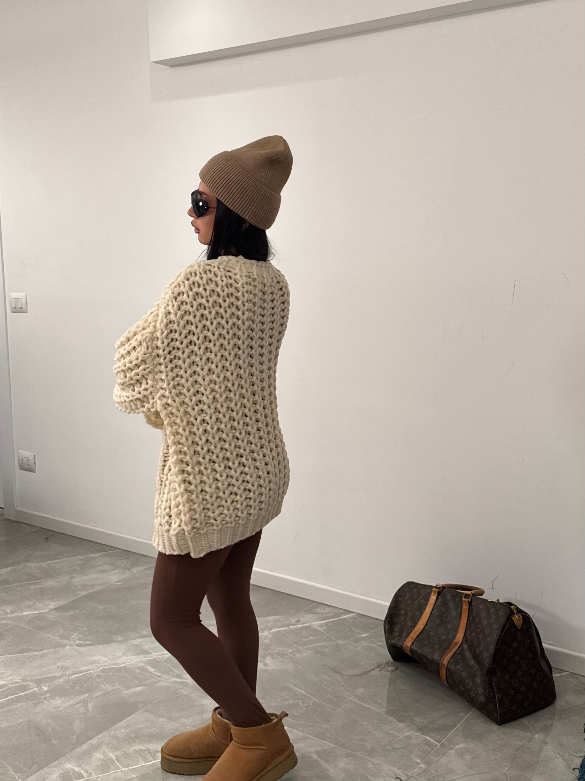 Maxi pull treccia cream