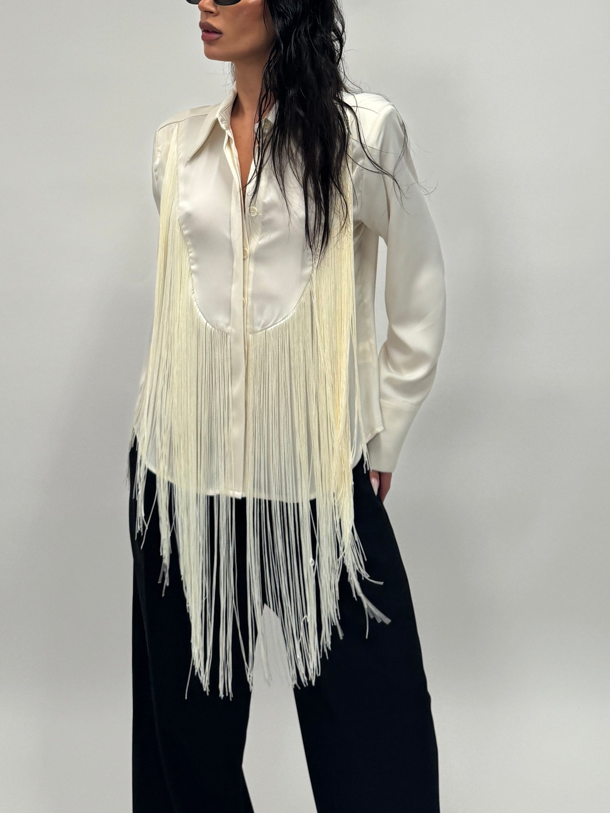 Camicia frange white ivory