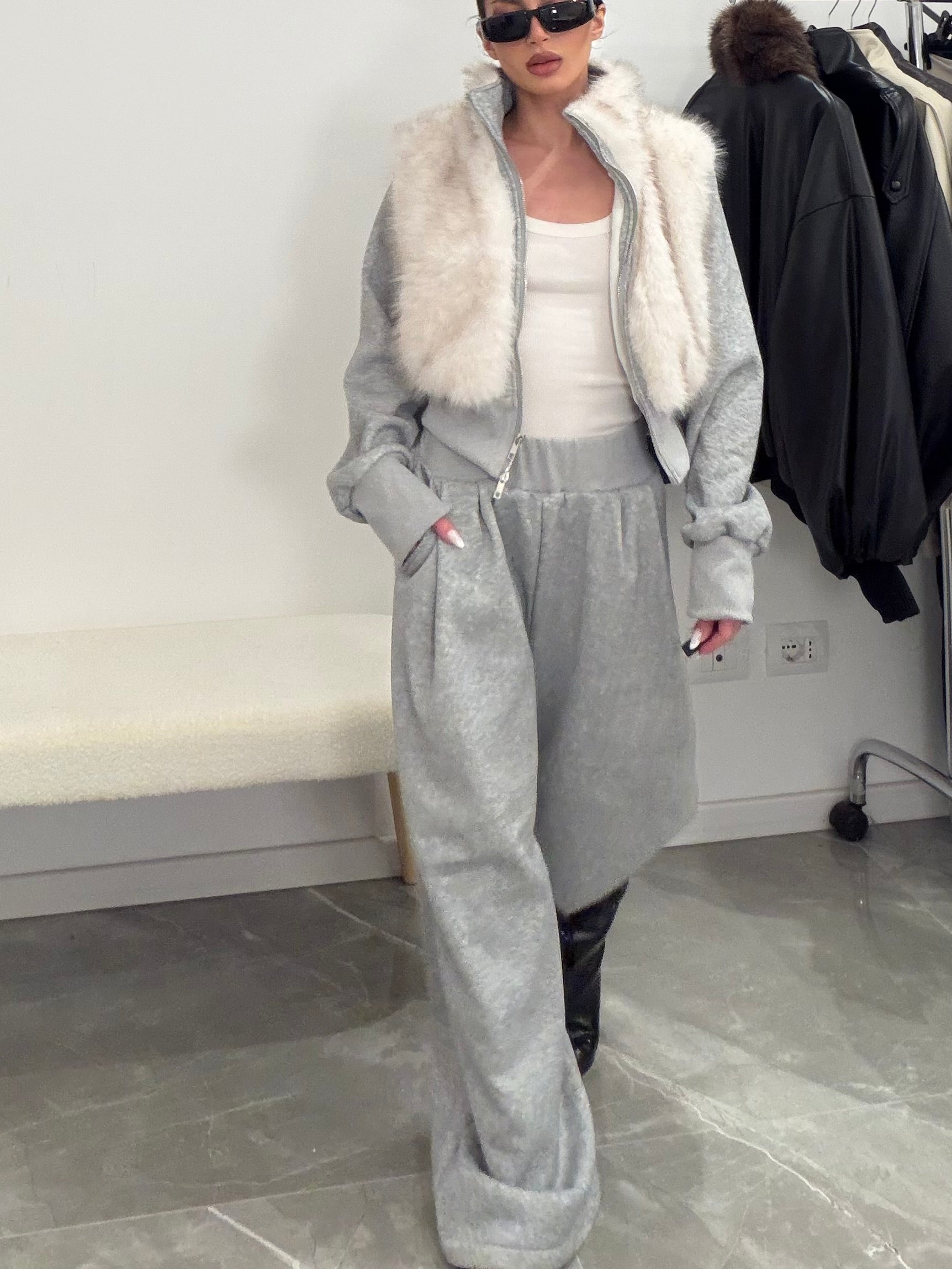 Coordset fur grey