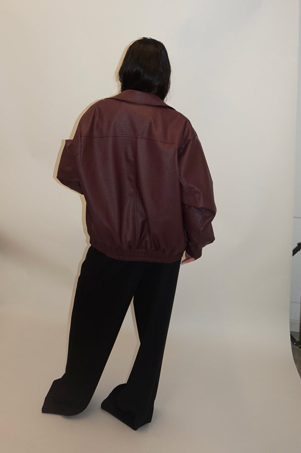 Bomber leather burgundy