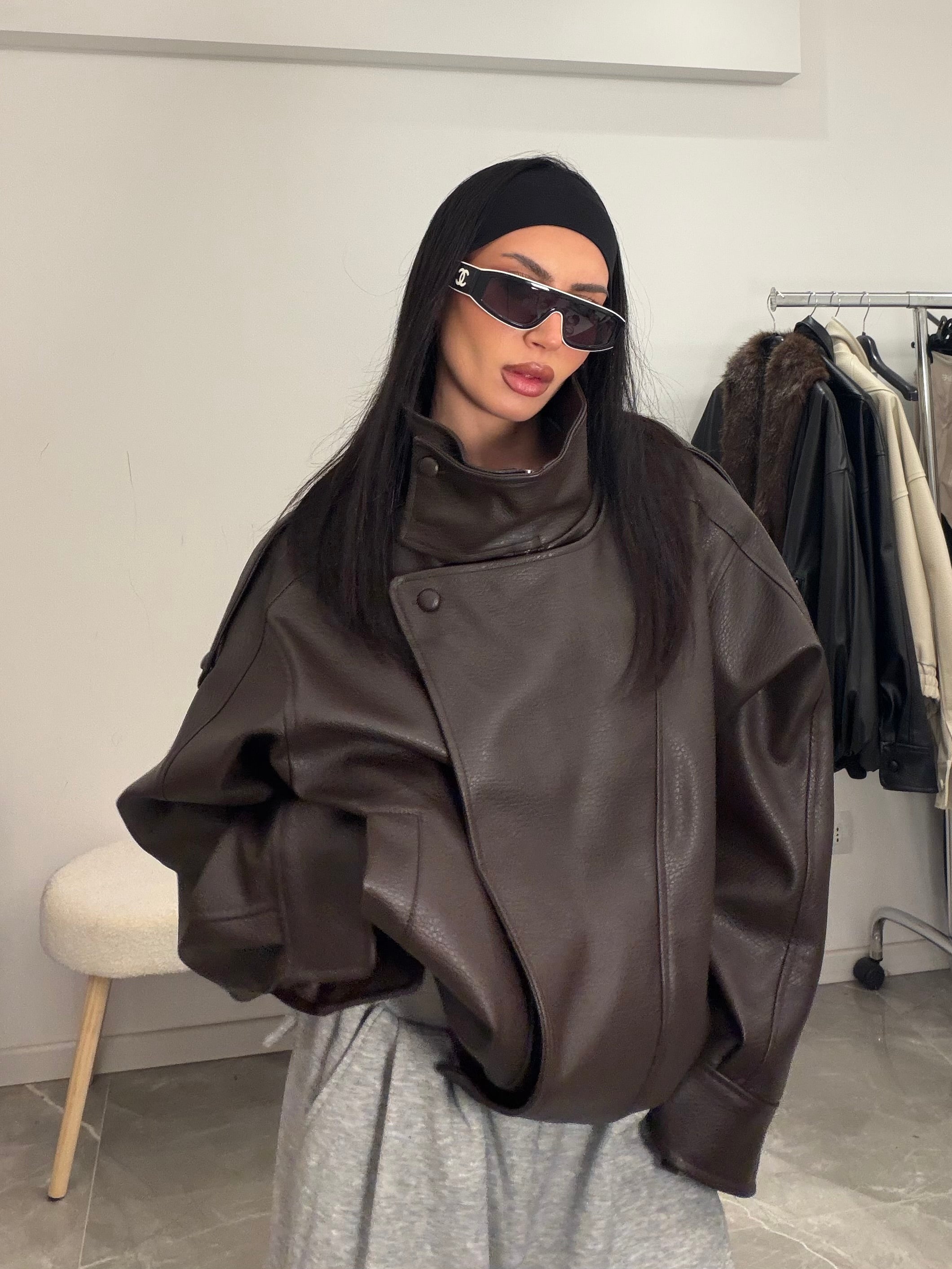 Jacket leather brown