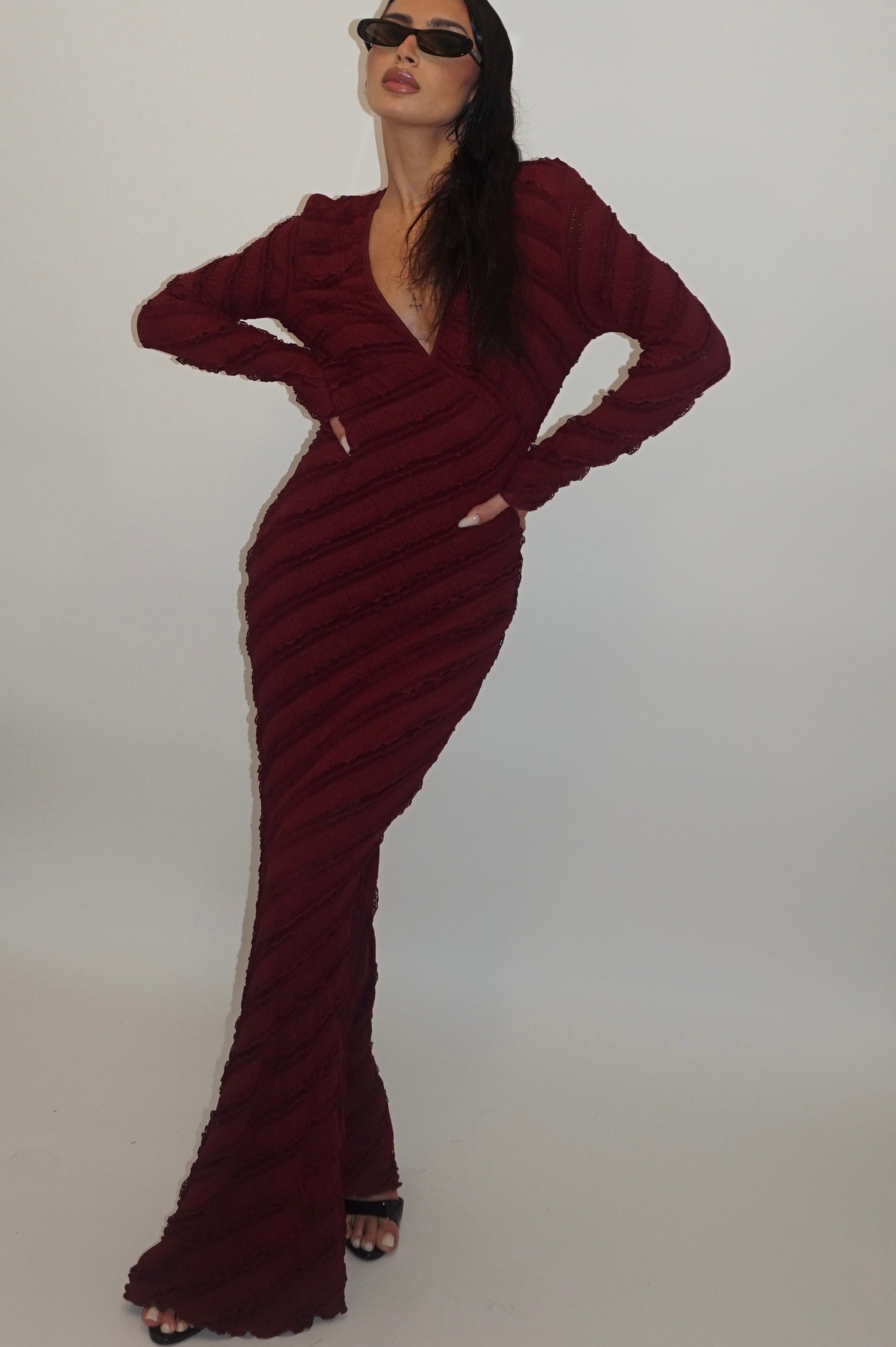 Dress curly burgundy