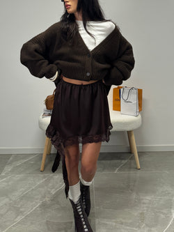 Skirt satin brown