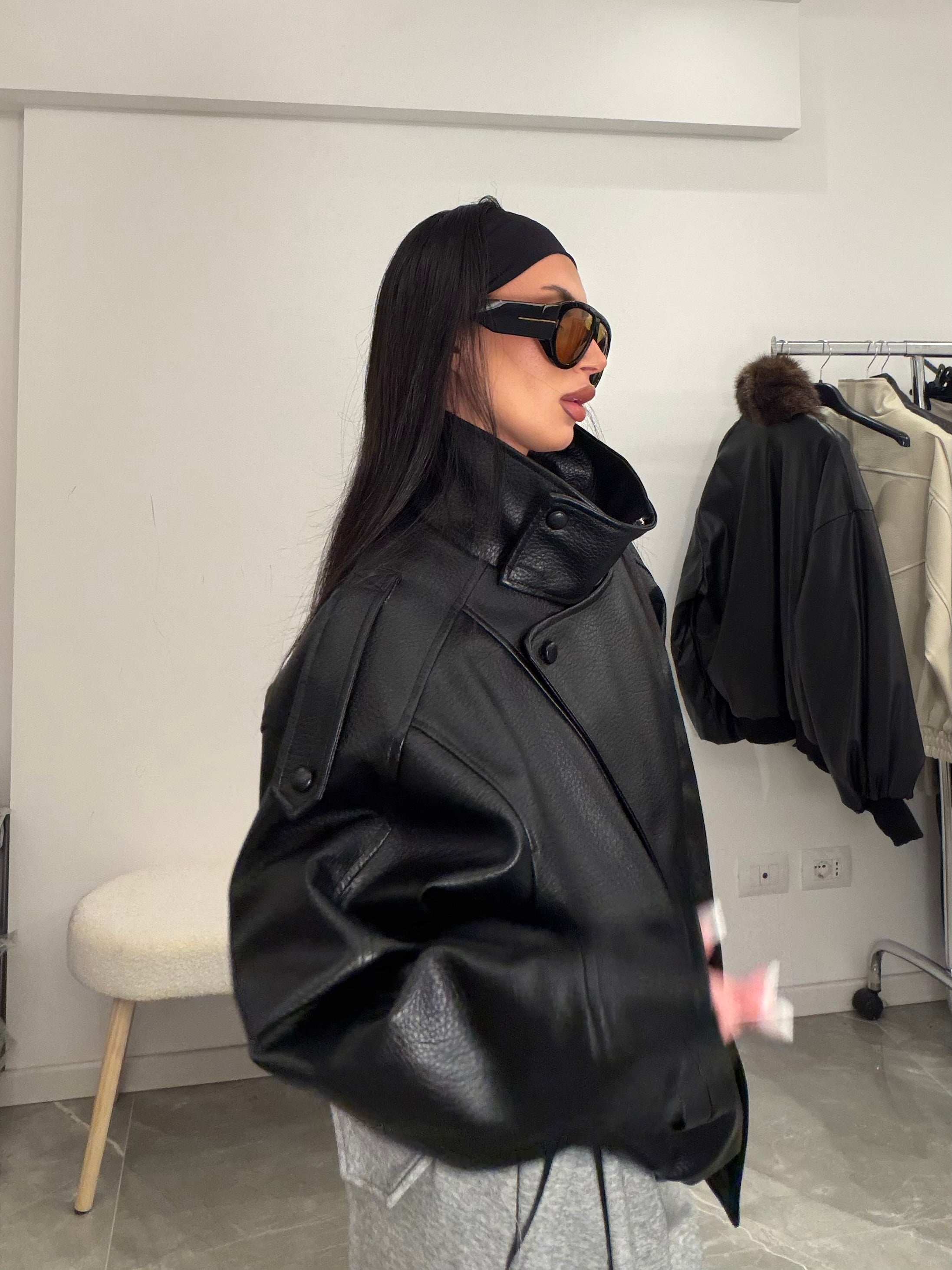 Jacket leather black