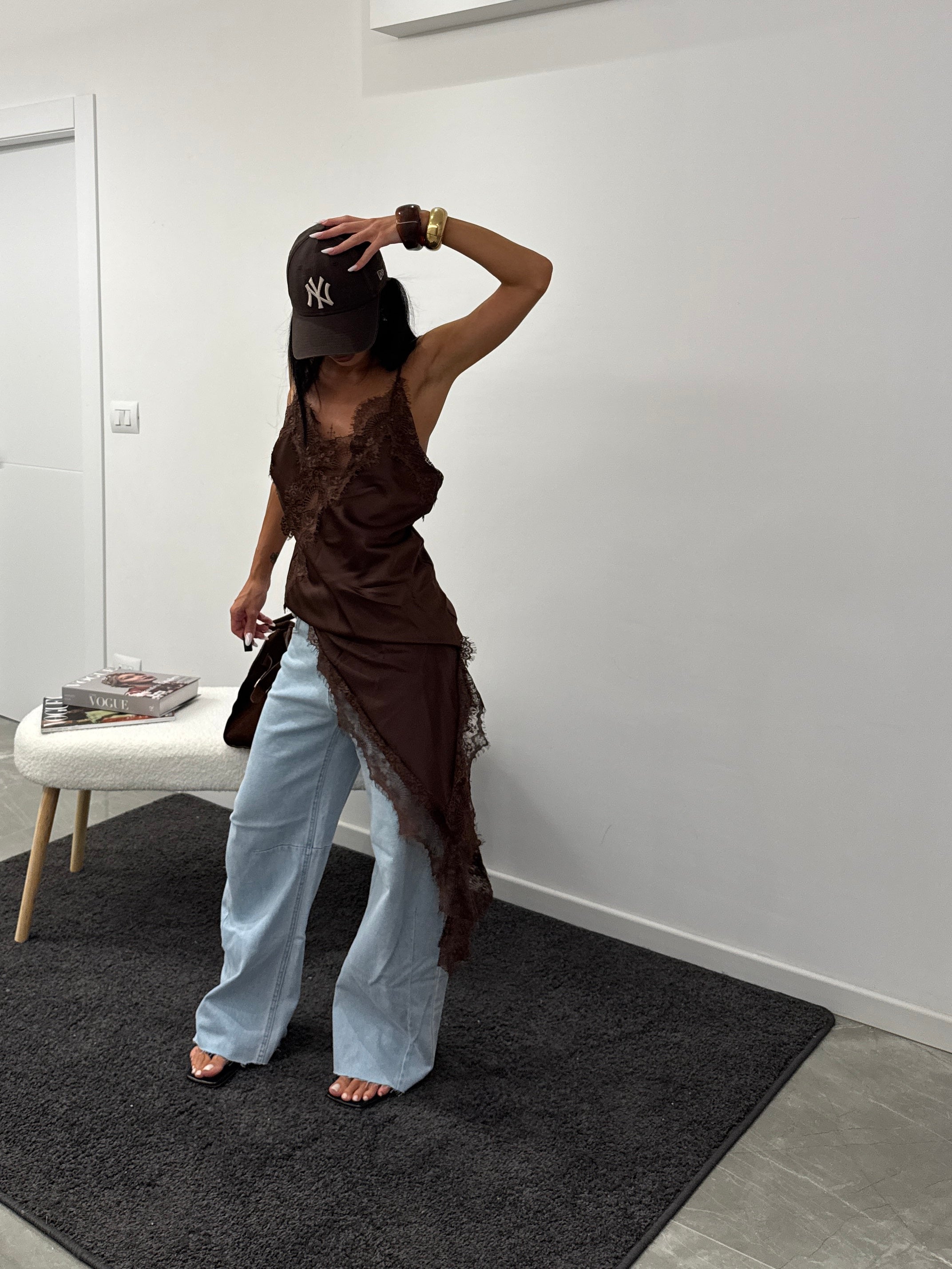 Dress shirt satin brown