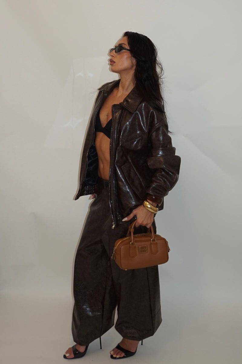 Pantalone vinile brown