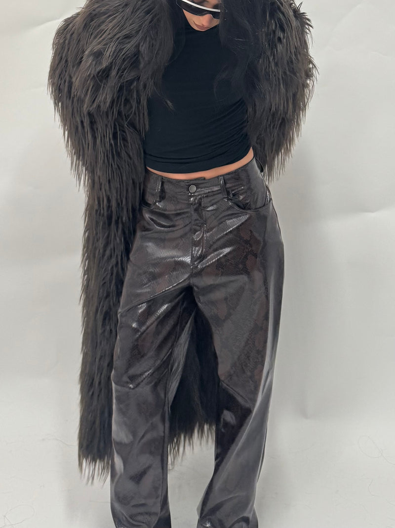 Pantaloni eco pelle pitonati