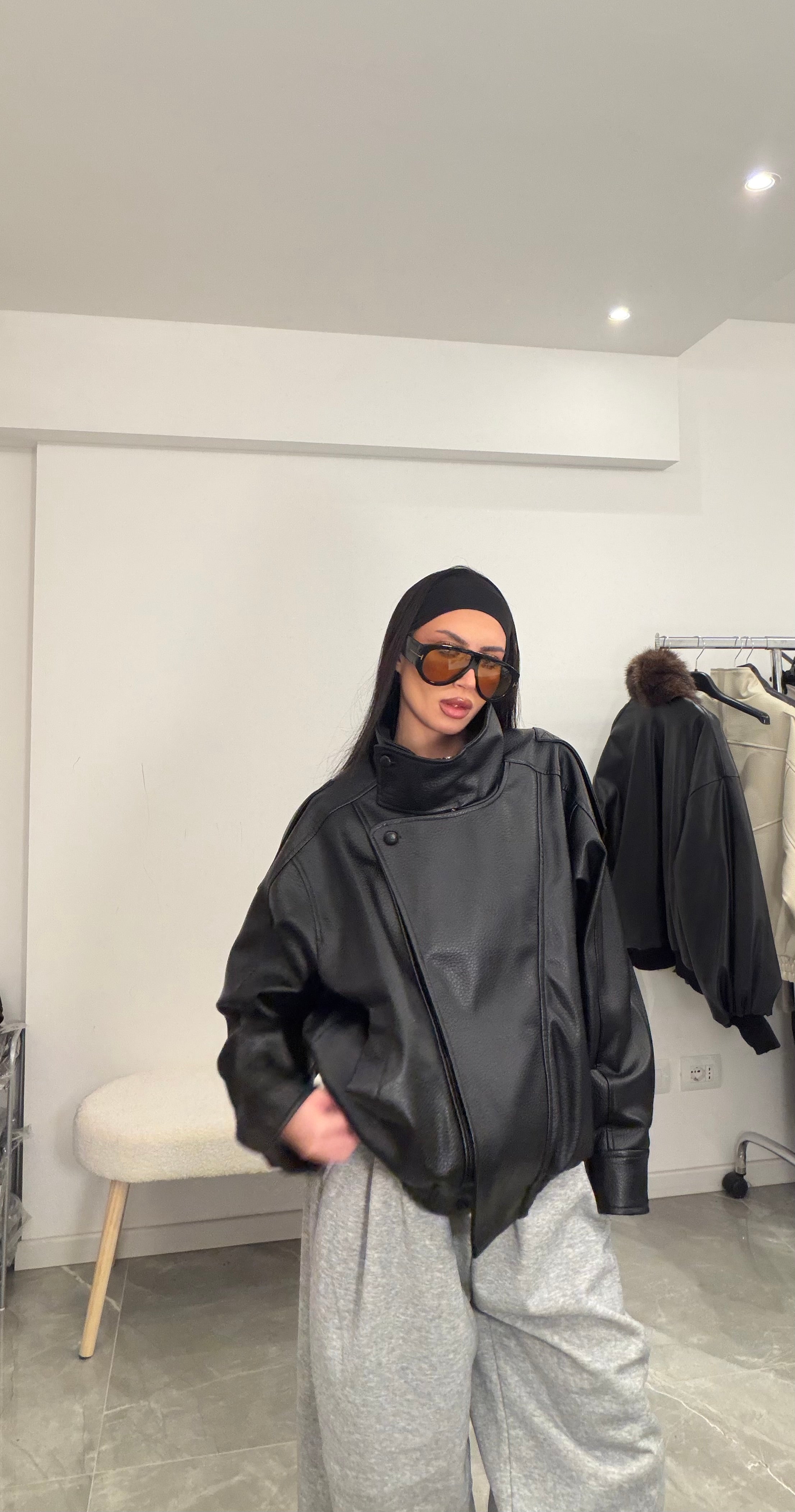 Jacket leather black