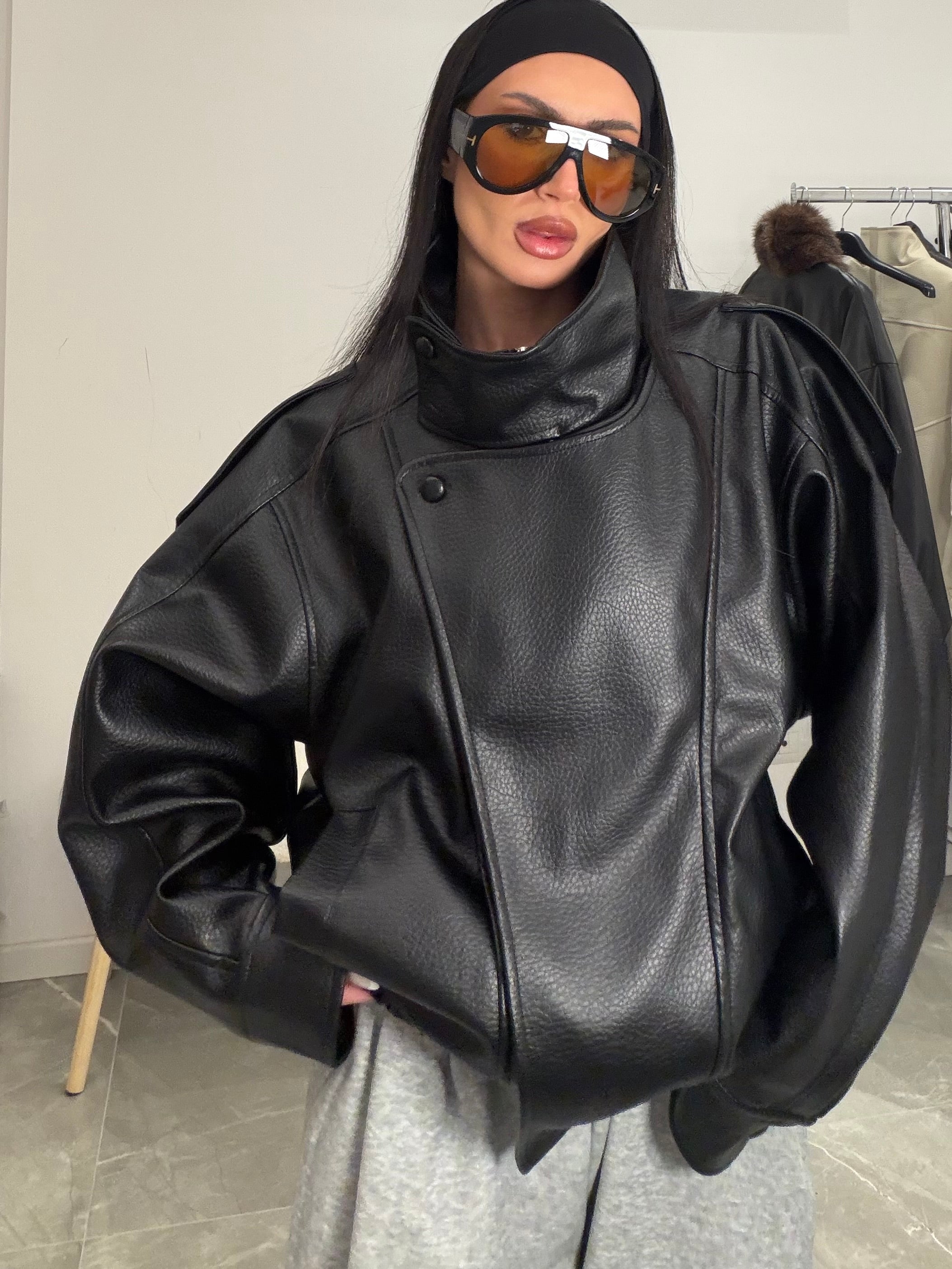 Jacket leather black