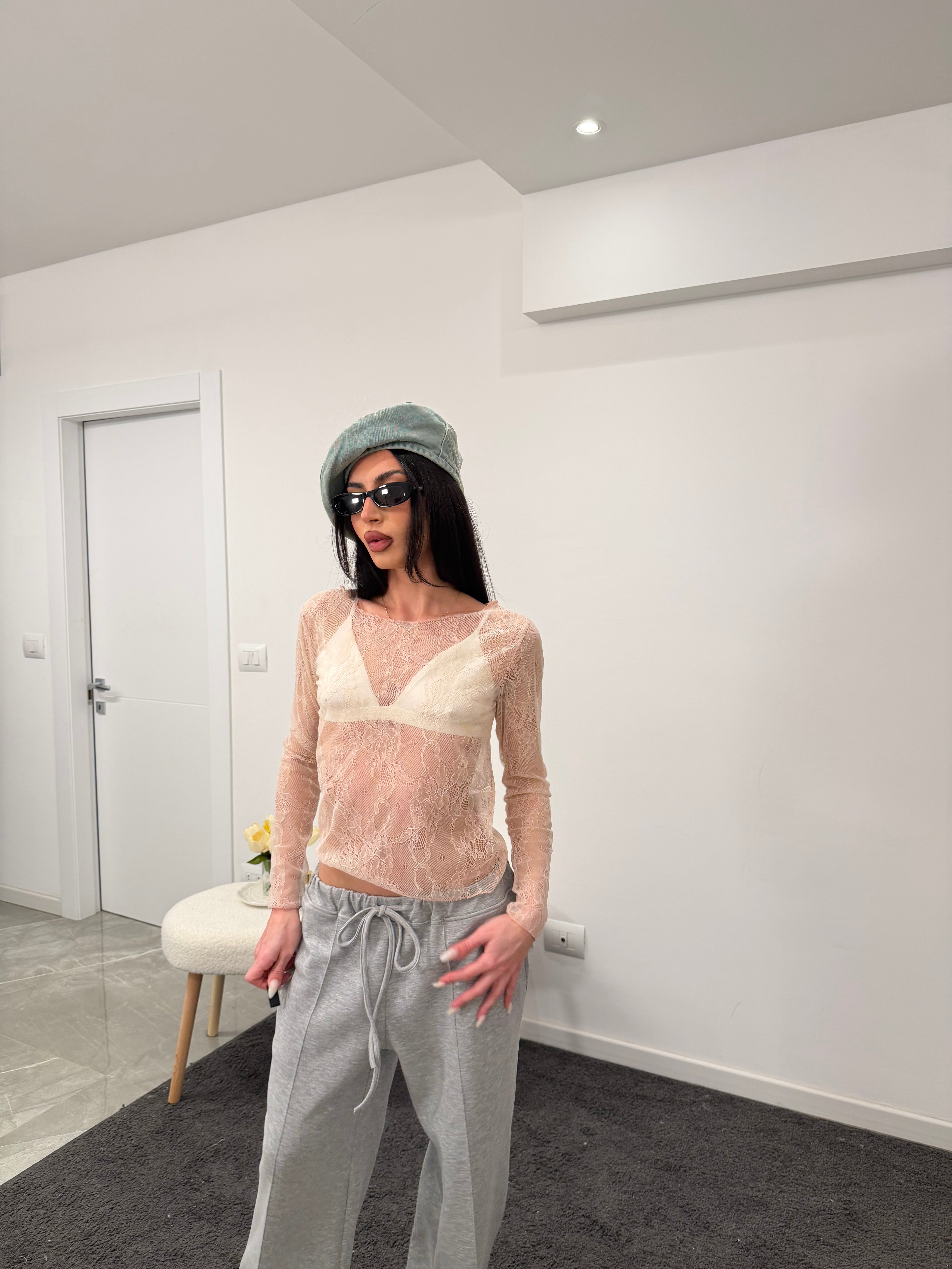 t-shirt in pizzo rose