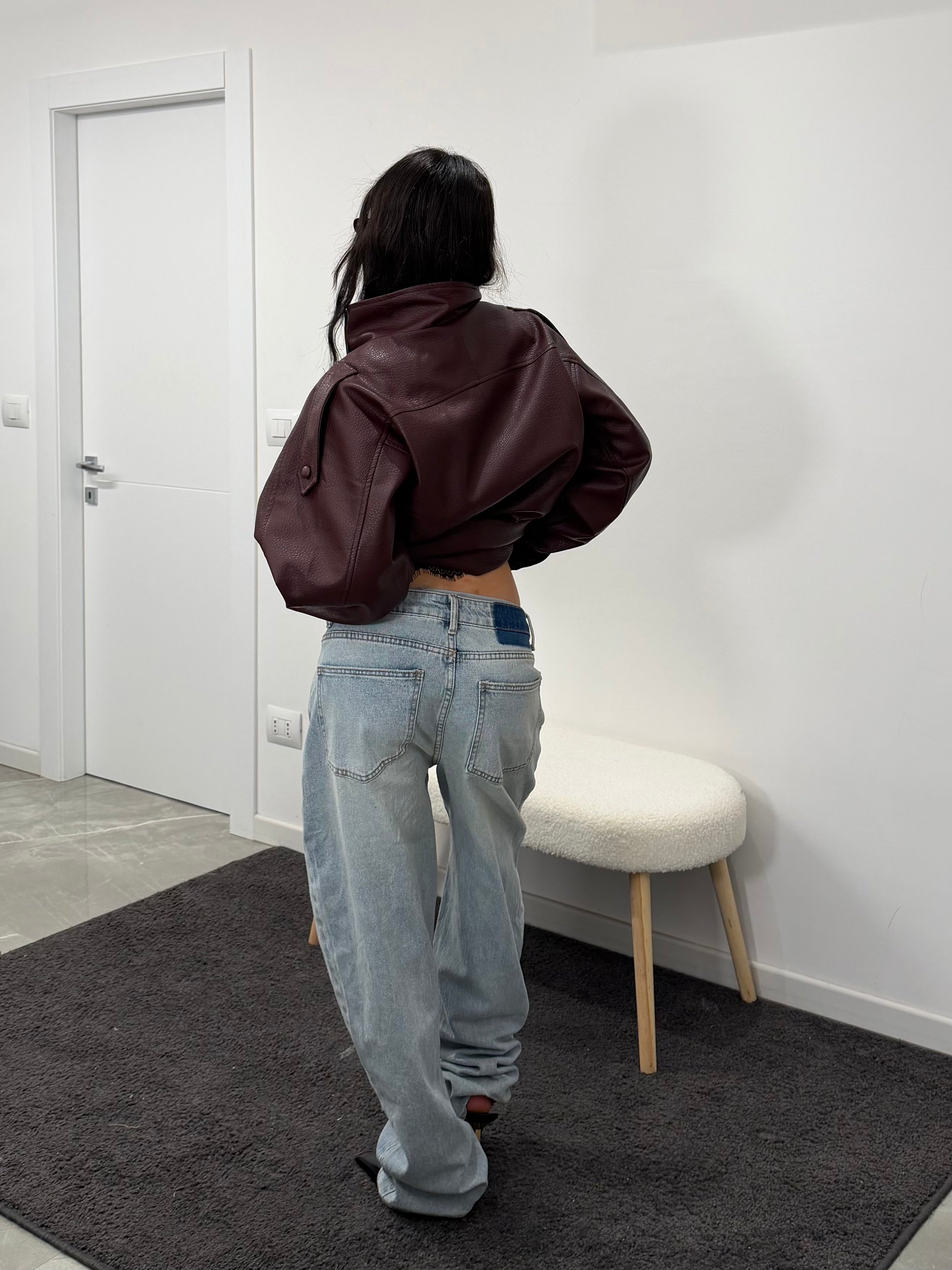 Jacket leather burgundy