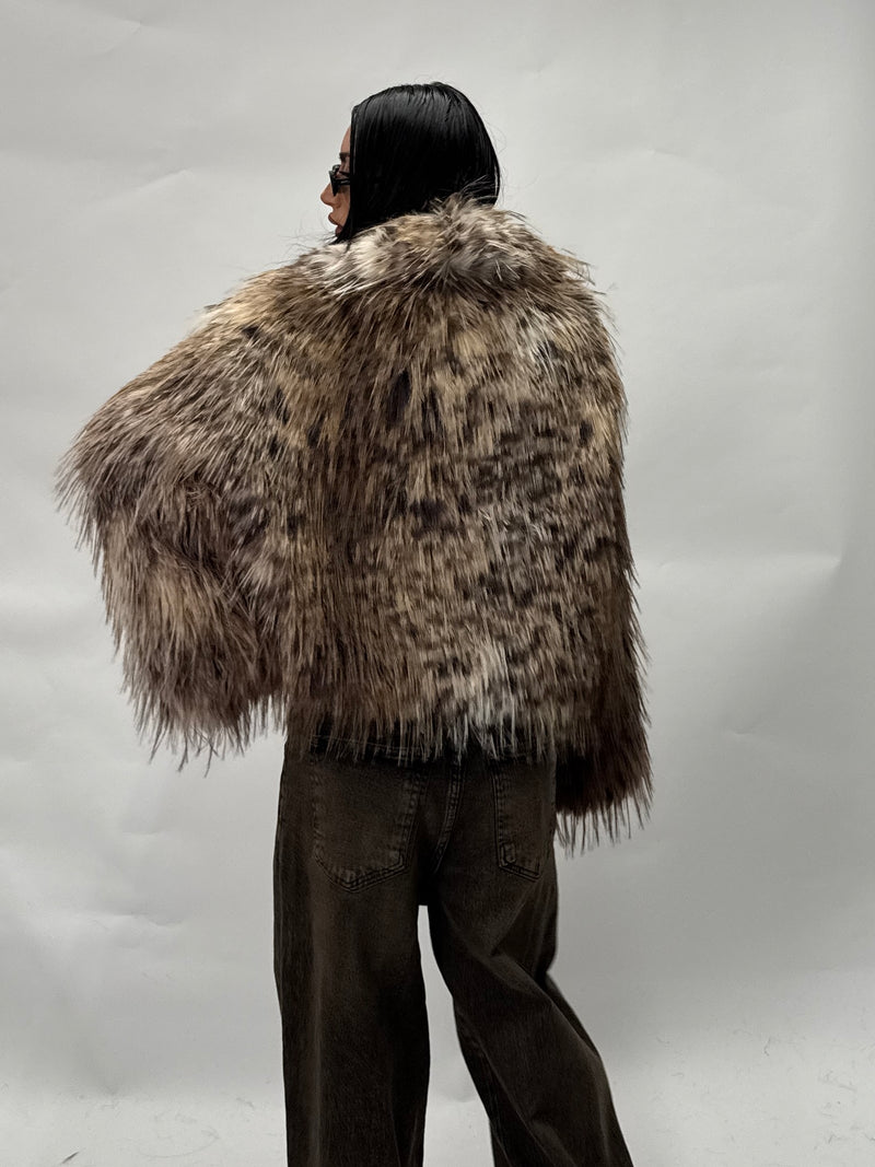 Fur faux animalier short