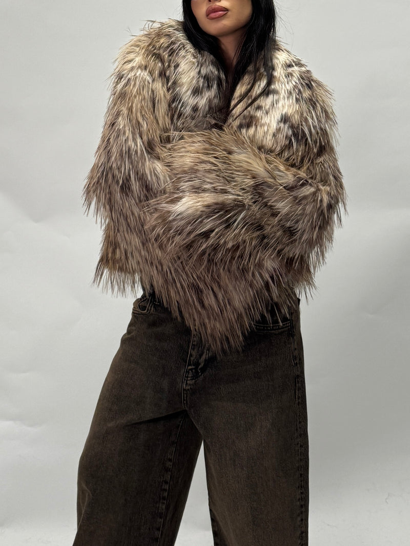 Fur faux animalier short