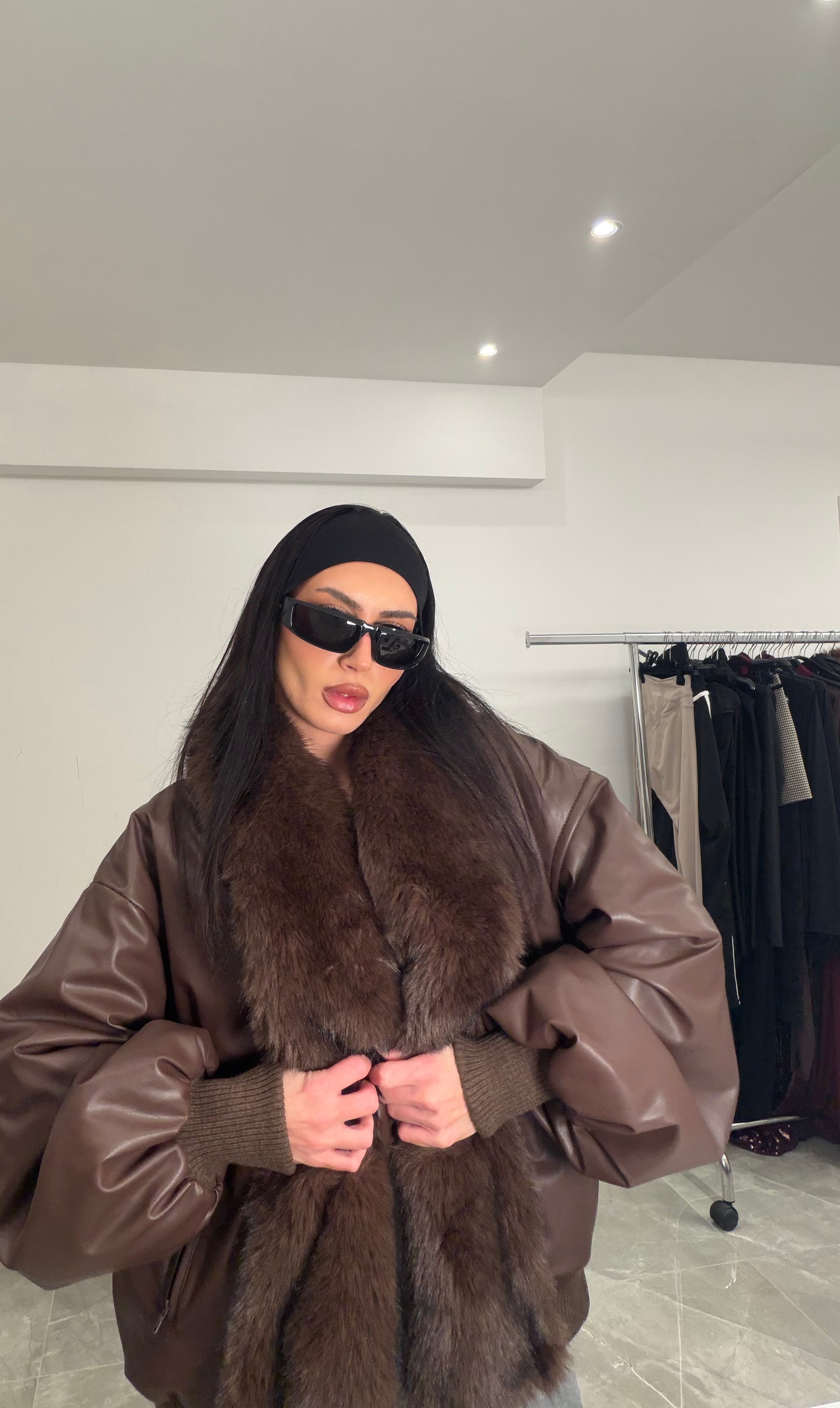 Bomber leather brown