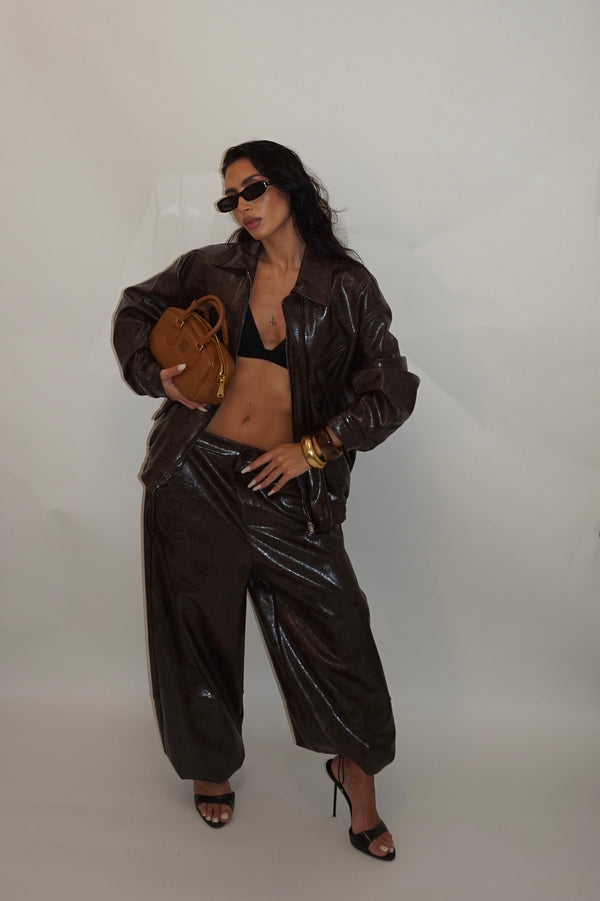 Bomber jacket vinile brown