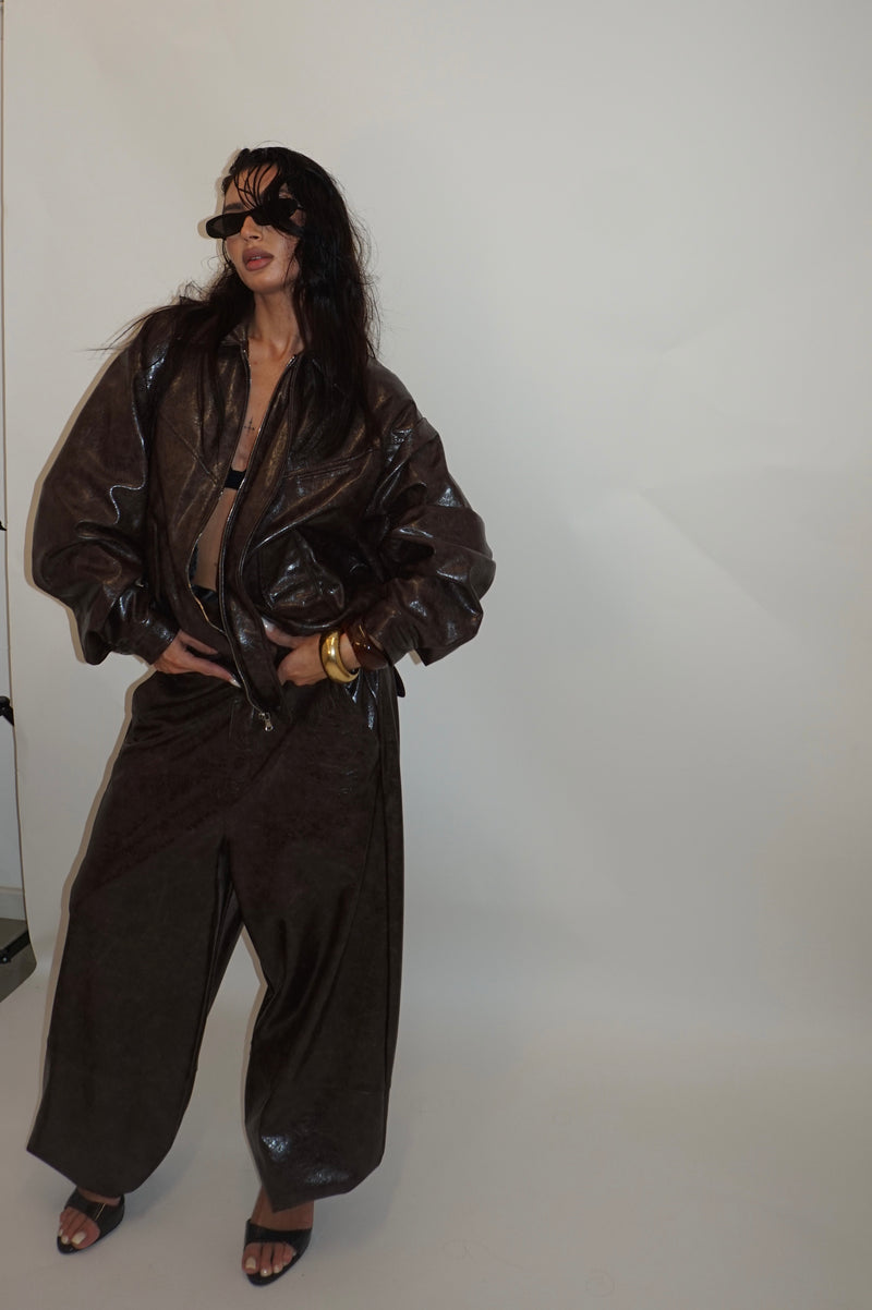 Pantalone vinile brown