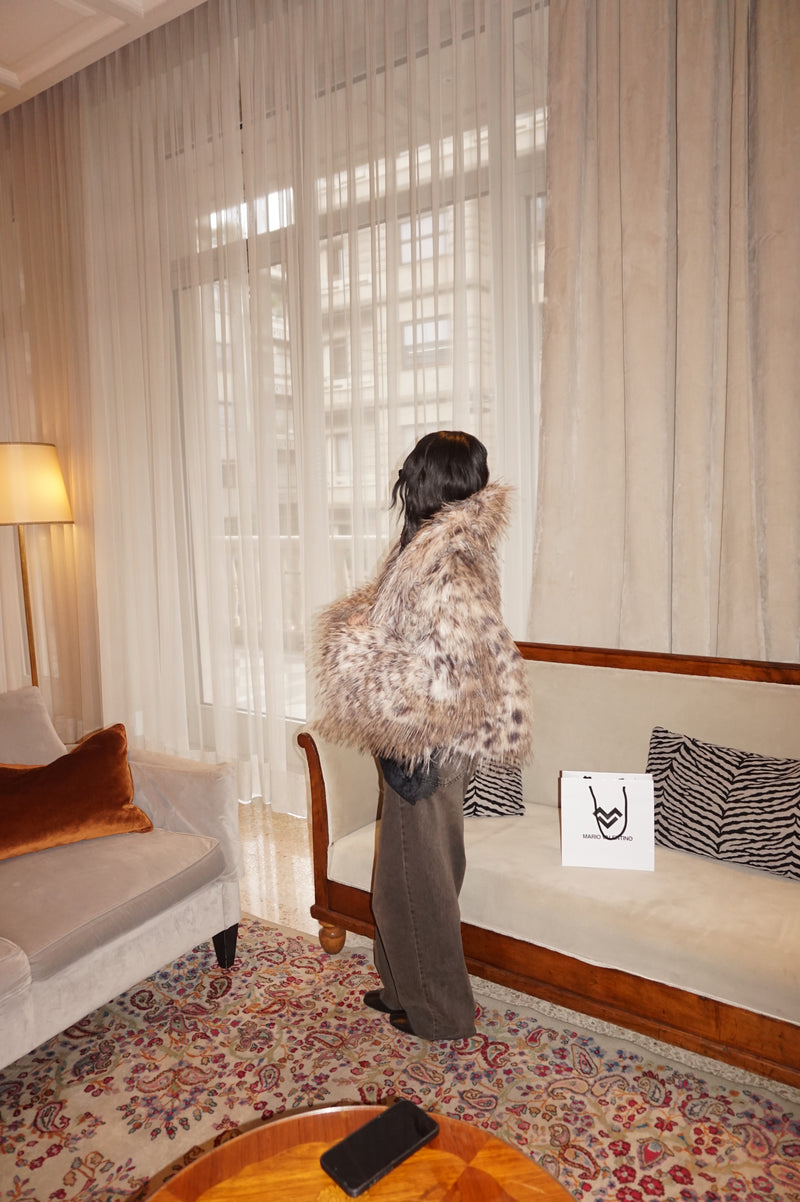 Fur faux animalier short