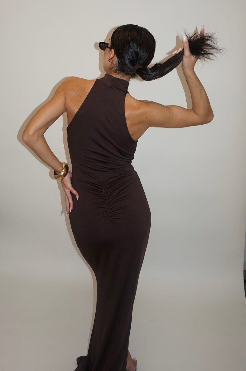 Chocolate dress high neck