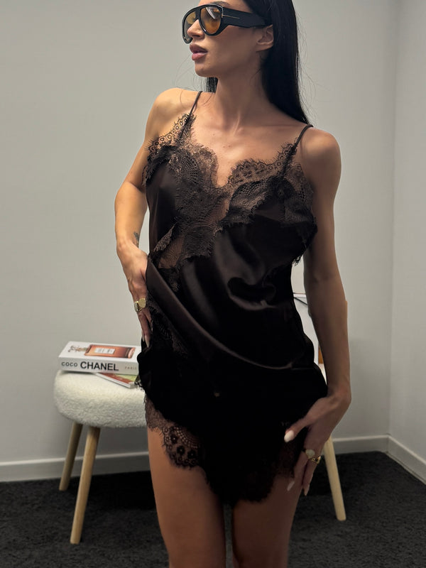 Canotta satin brown